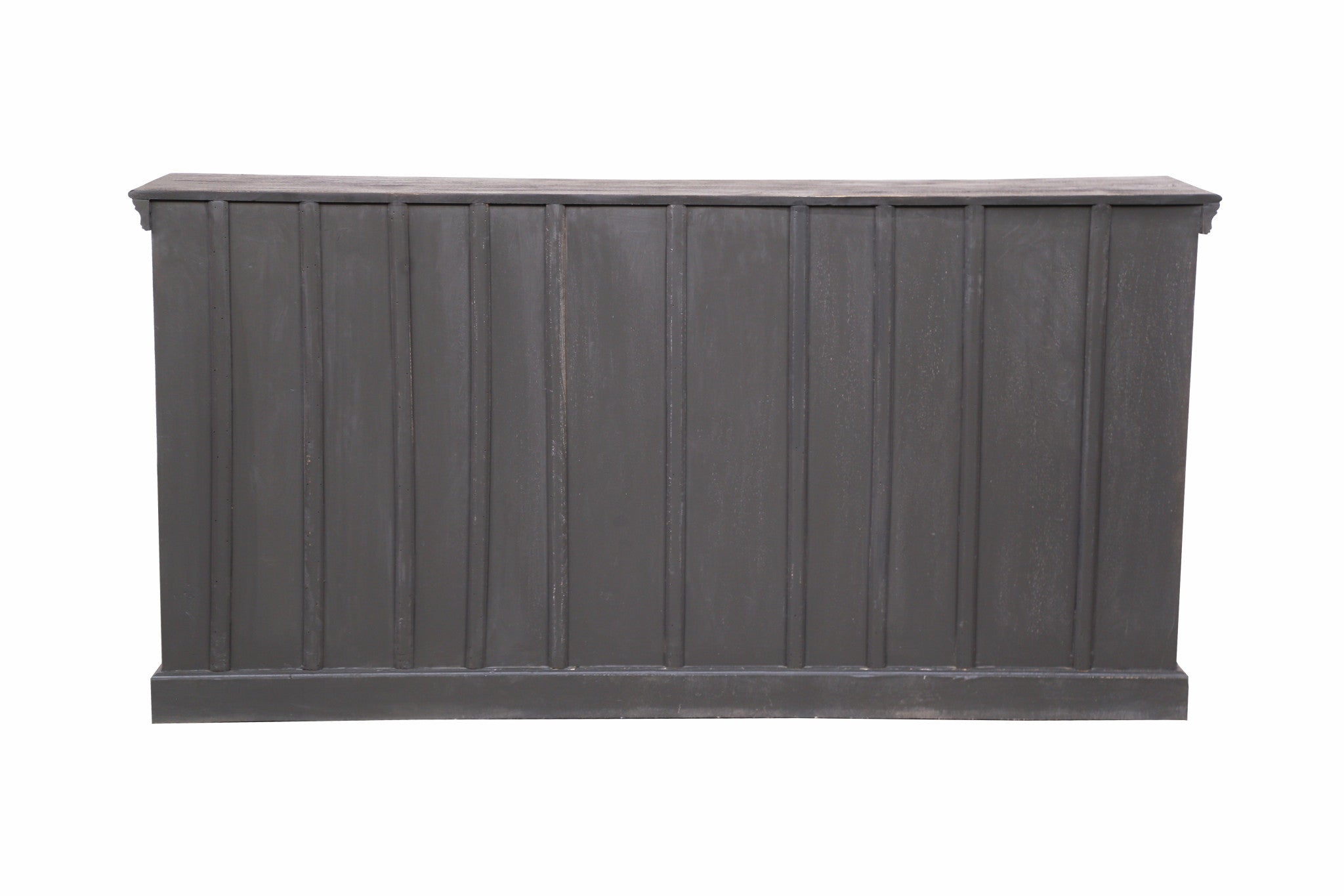 71" Gray Distressed Solid Wood Carved Floral Sideboard with Four Doors