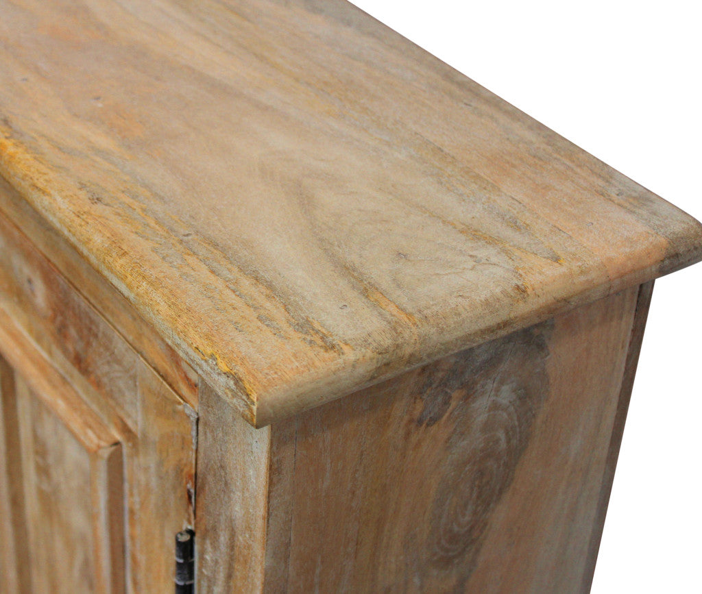 60" Natural Distressed Solid Wood Sideboard with Four Doors