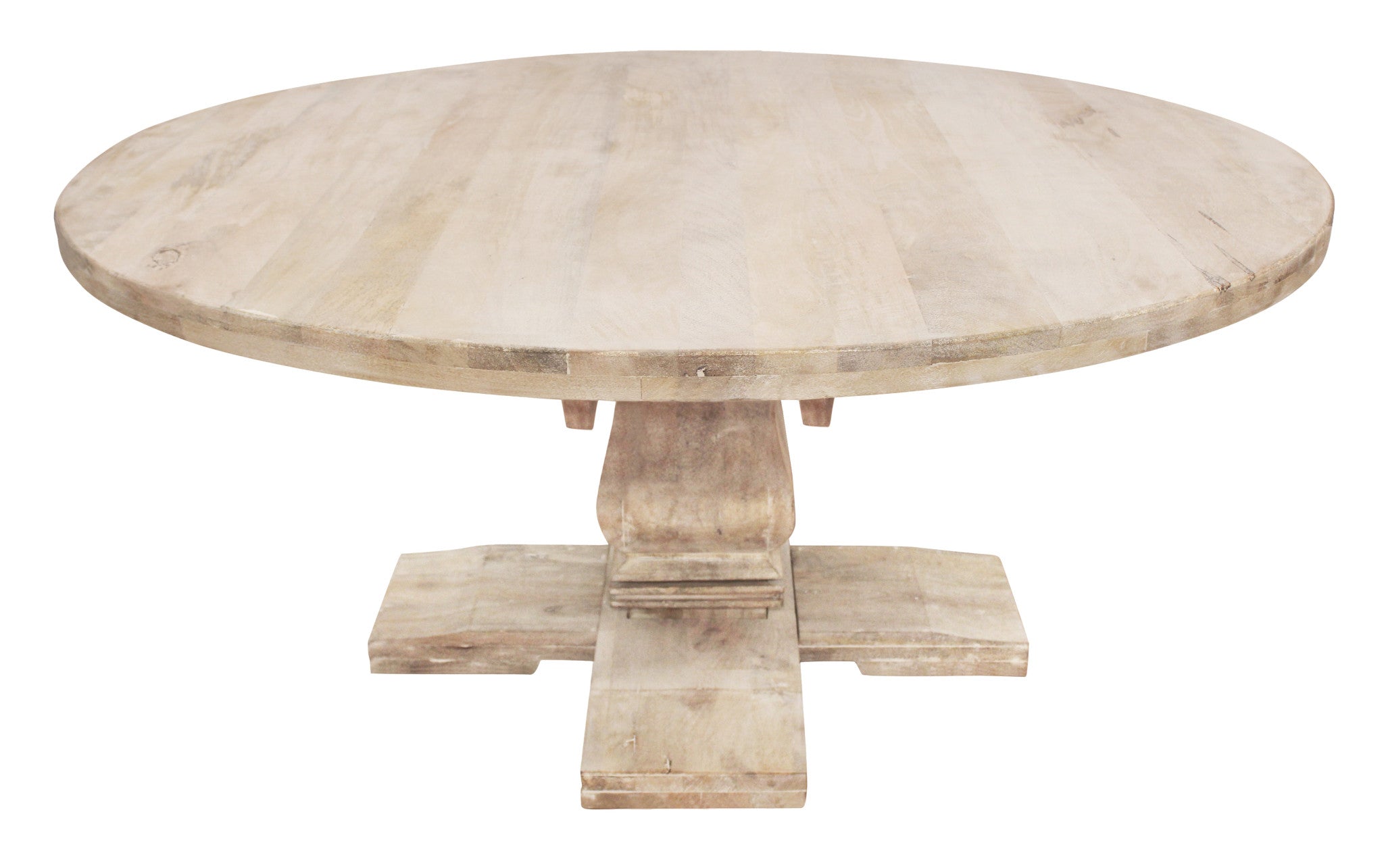 70" Light Brown Rounded Solid Wood Dining Table