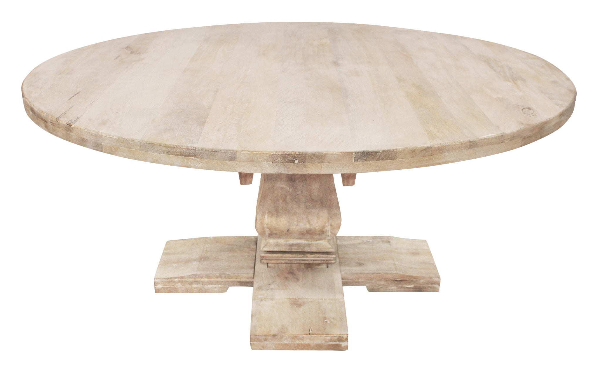 70" Light Brown Rounded Solid Wood Dining Table