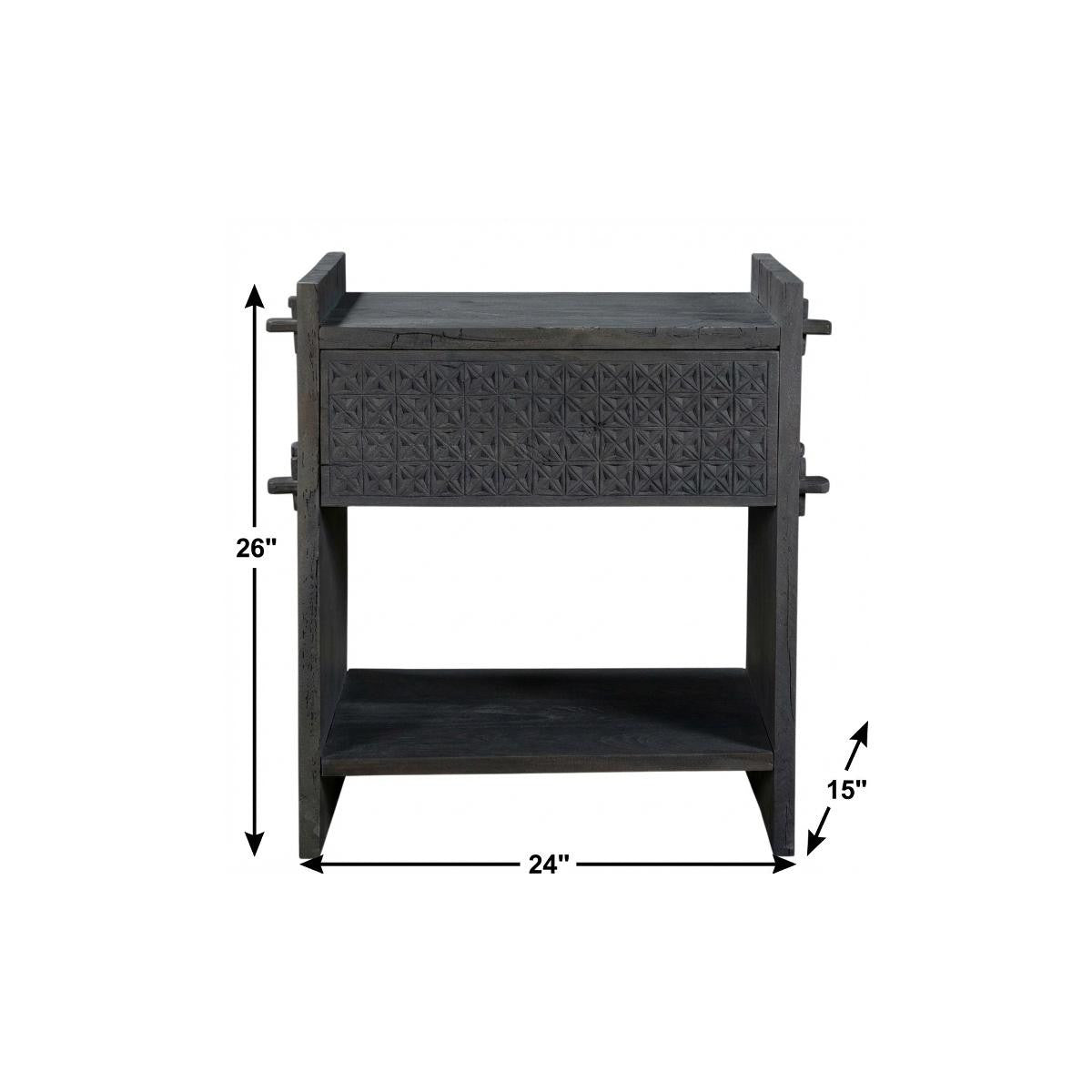 26" Dark Gray One Drawer Nightstand