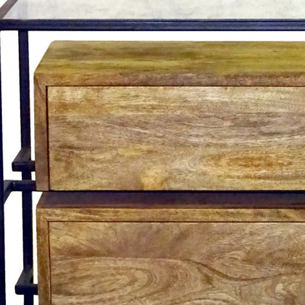 28" Natural Two Drawer Nightstand