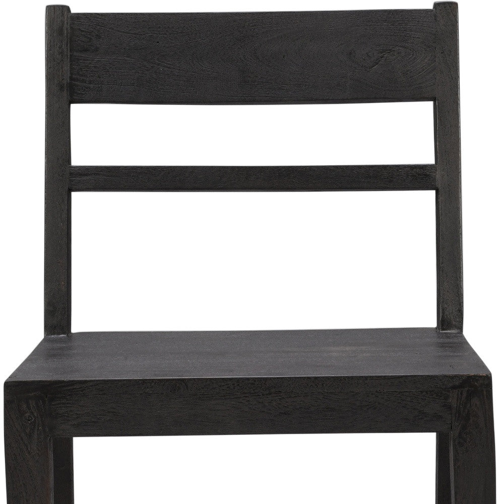 Set of Two Dark Gray Ladder Back Dining Side Chairs