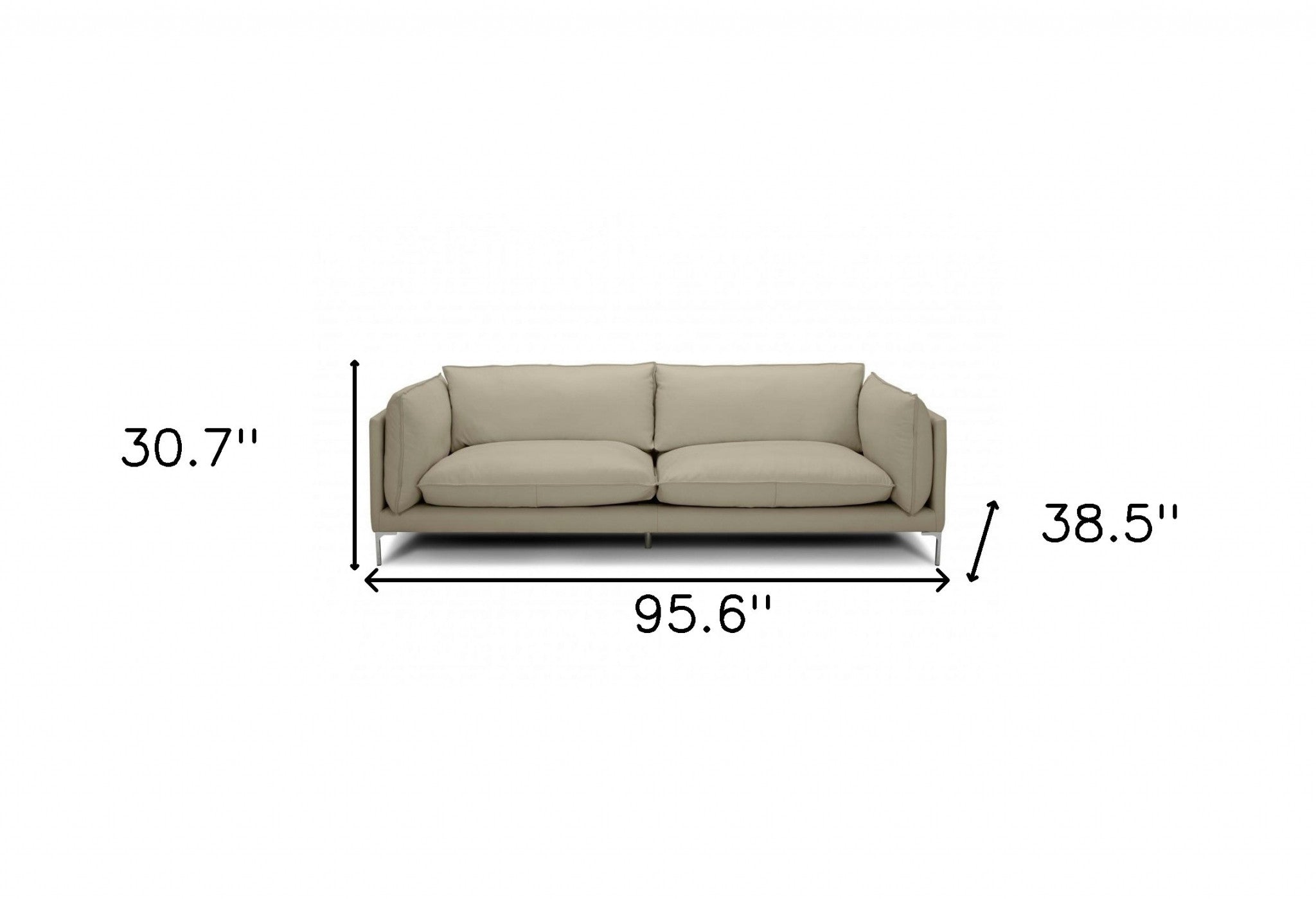 96" Taupe Top Grain Leather Sofa
