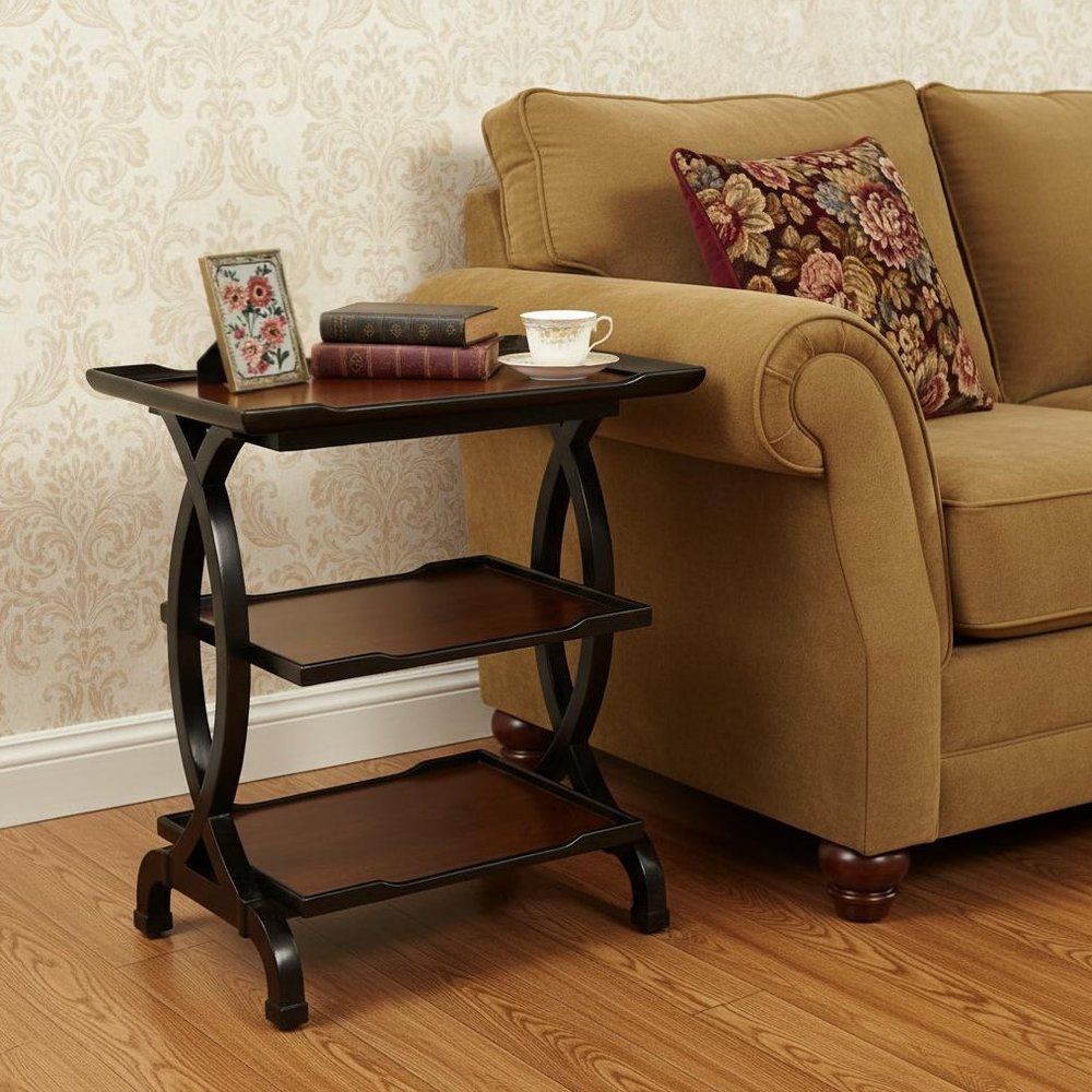 29" Cherry Manufactured Wood Rectangular End Table With Two Shelves