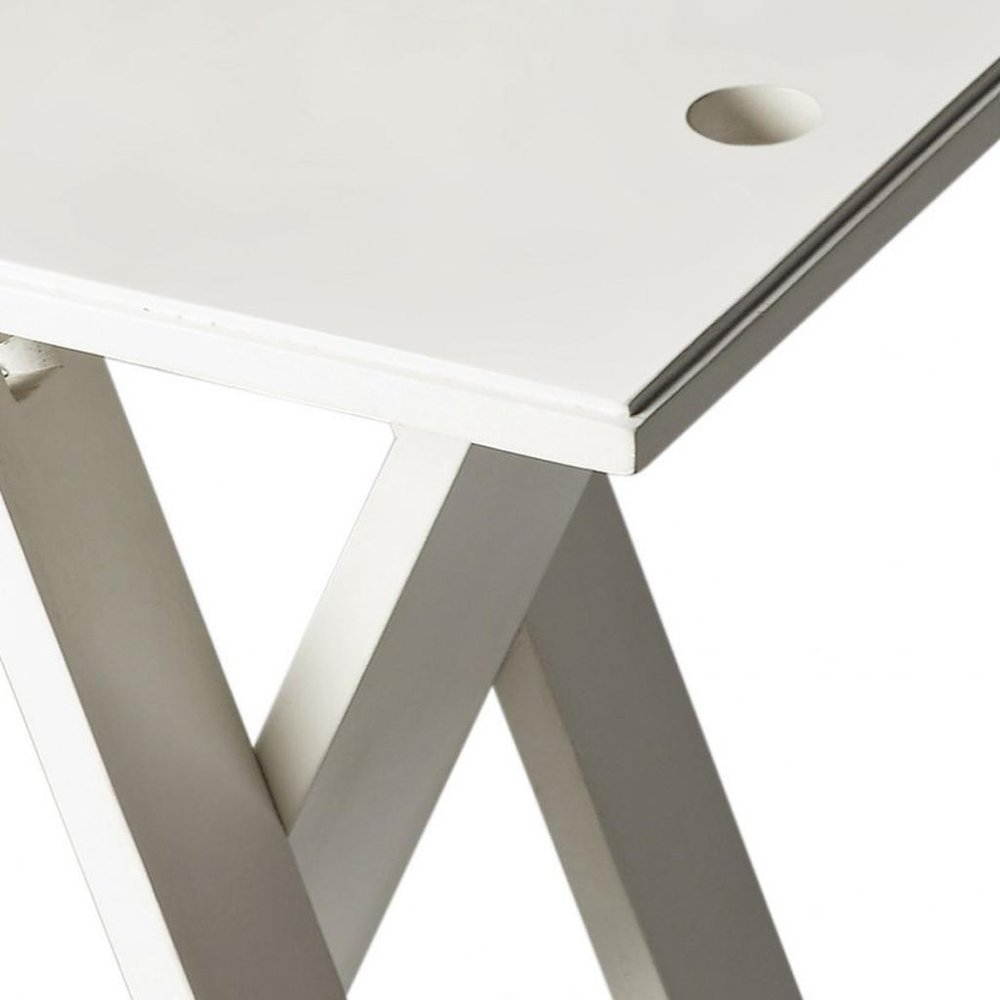 18" White Solid Wood Square Folding End Table