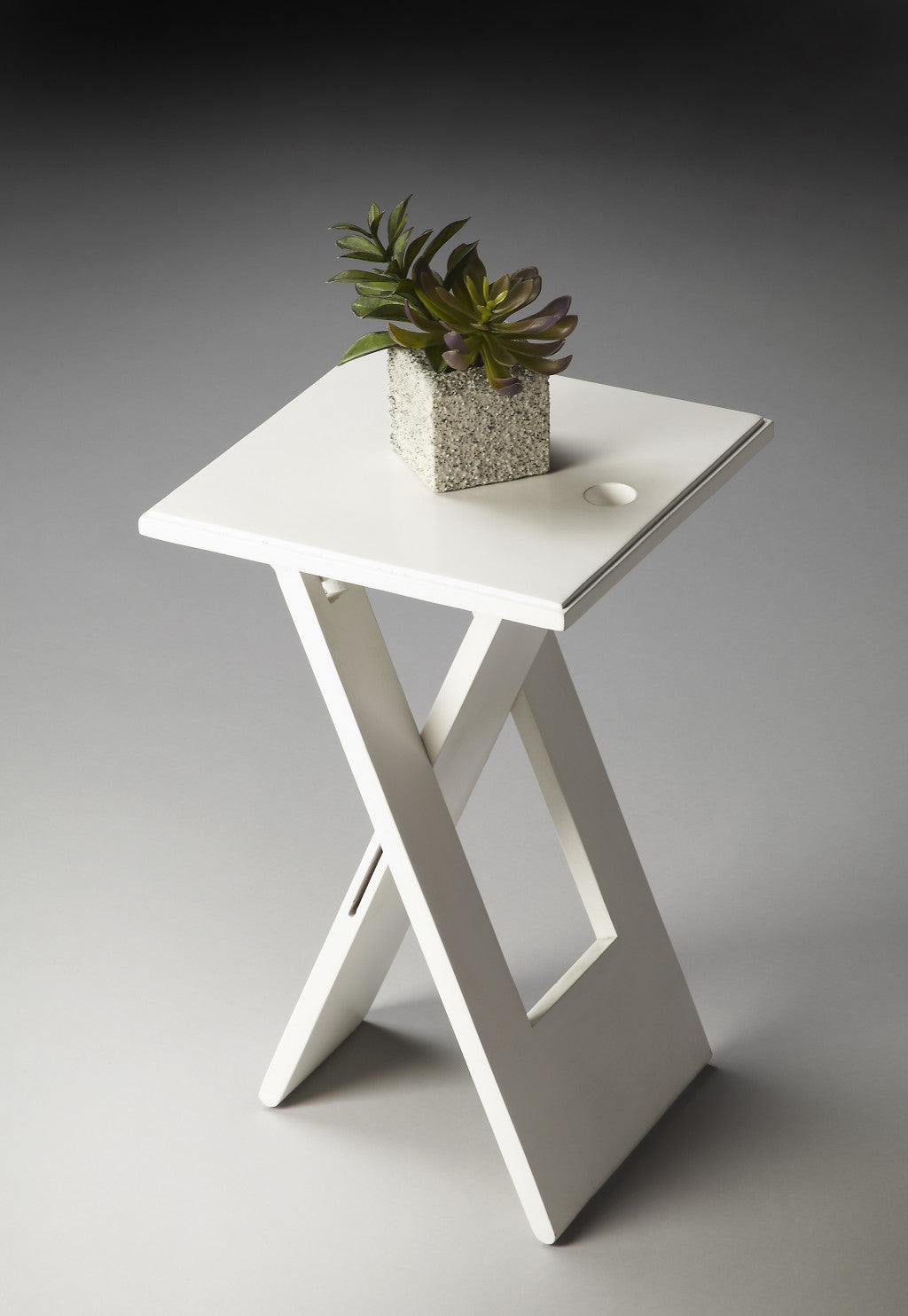 18" White Solid Wood Square Folding End Table