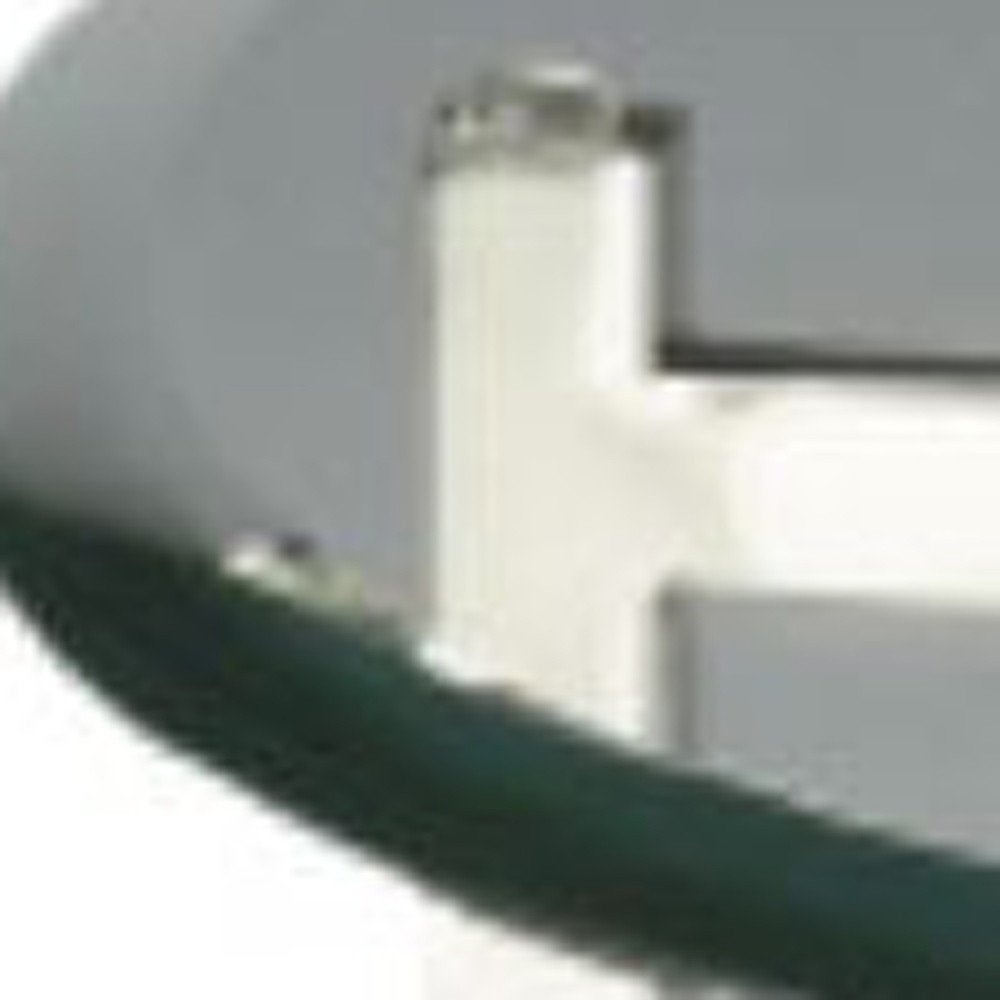 21" Clear And Silver Glass and Stainless Steel Round End Table