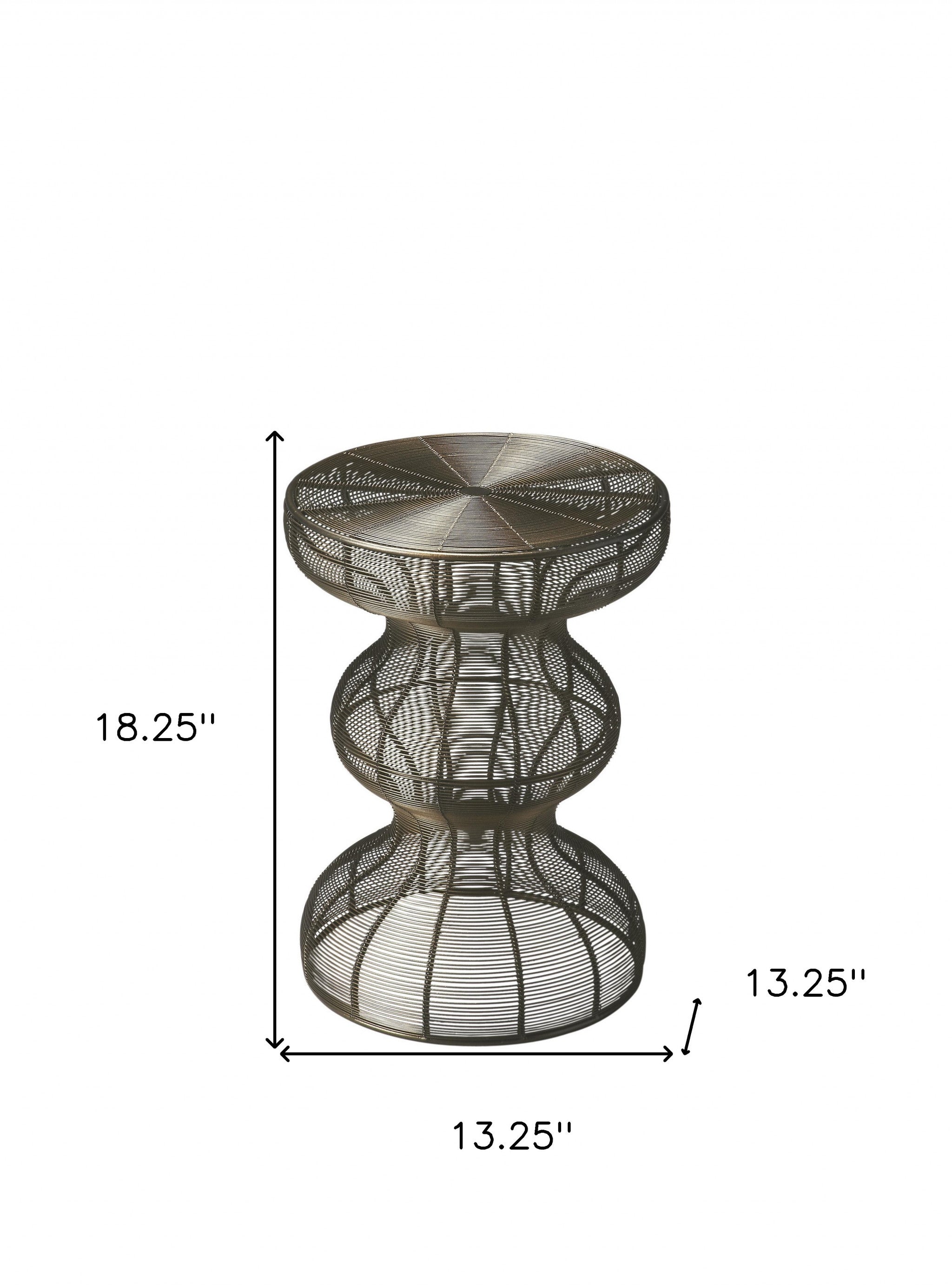 18" Bronze Curvy Iron Round Top End Table