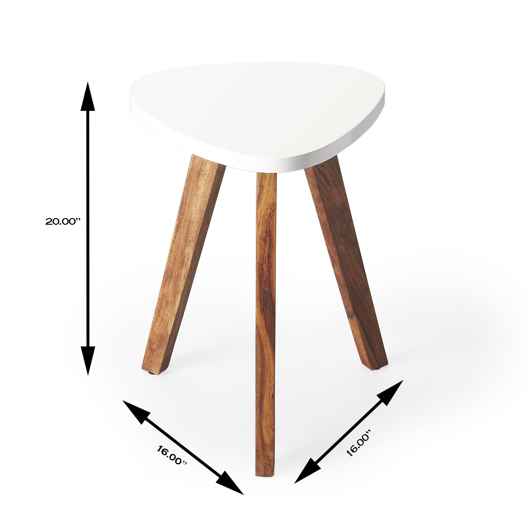 20" White and Natural Wood Triangle End Table