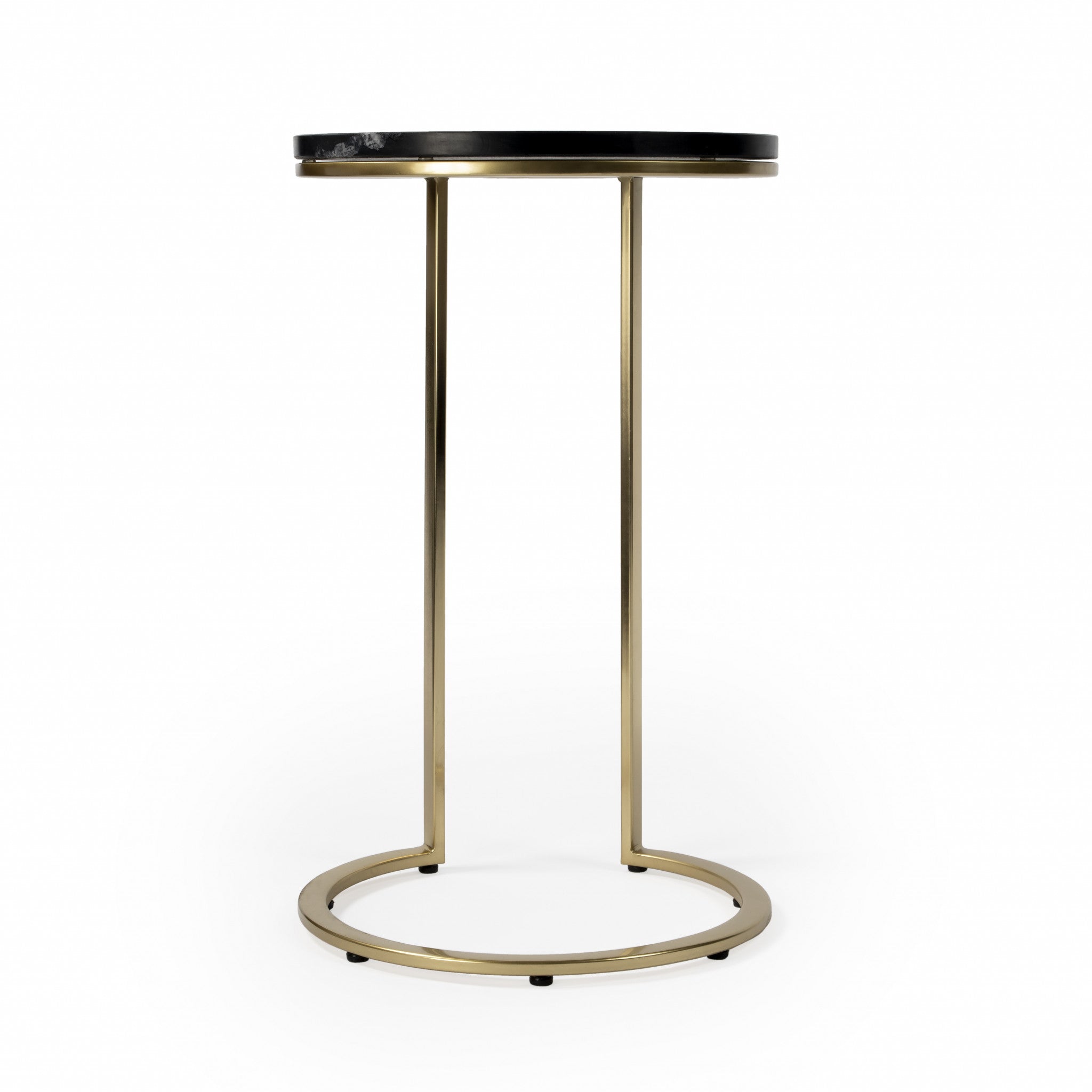 28" Black Marble Round End Table