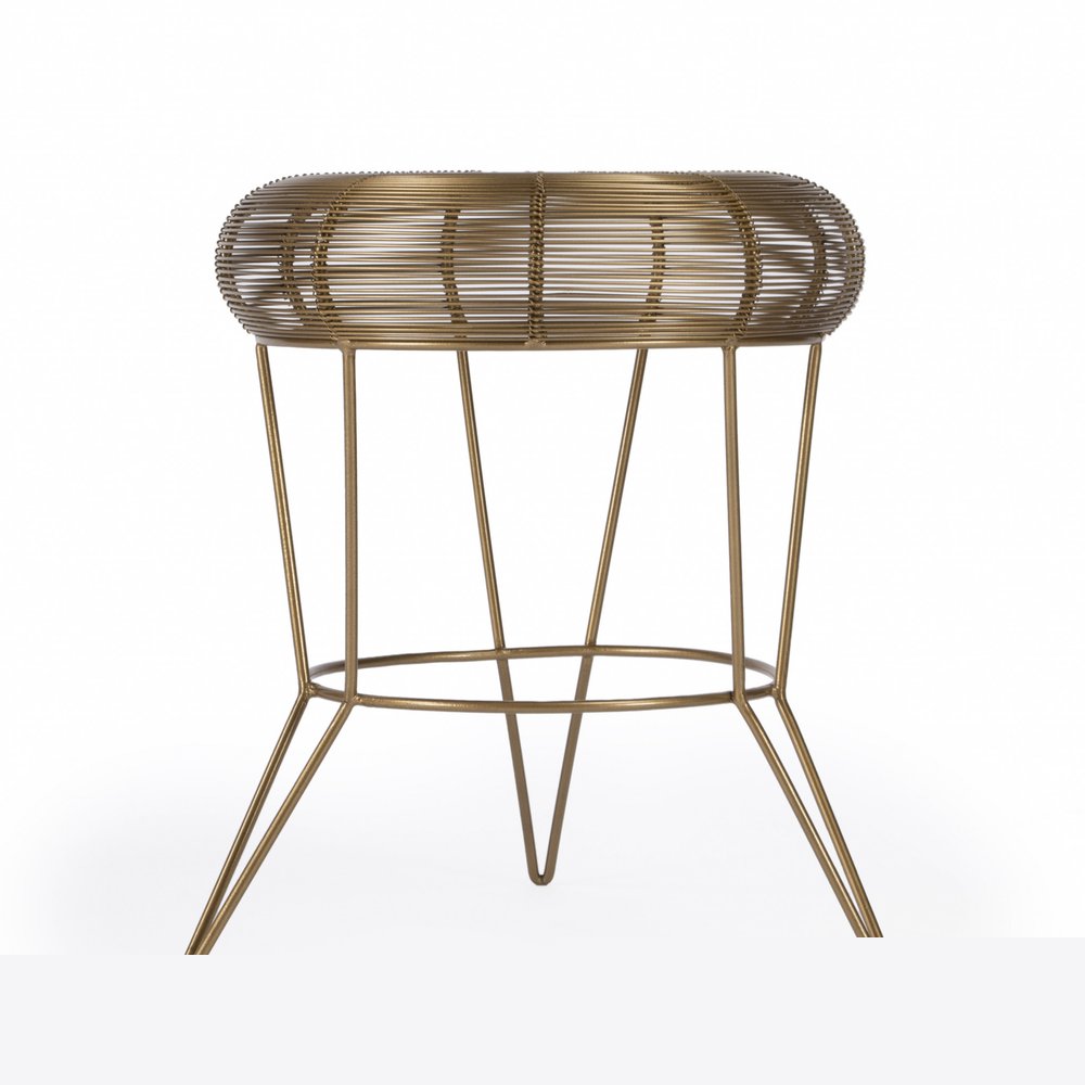 18" Antique Gold Iron Round End Table