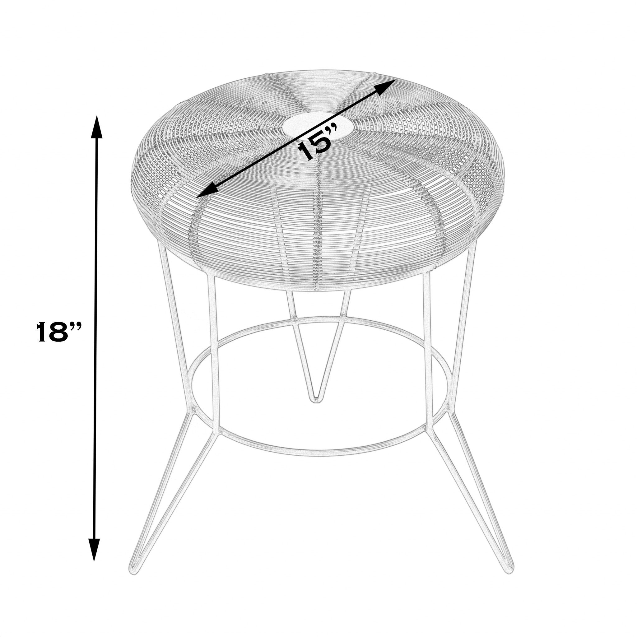 18" White Wire Round top End Table
