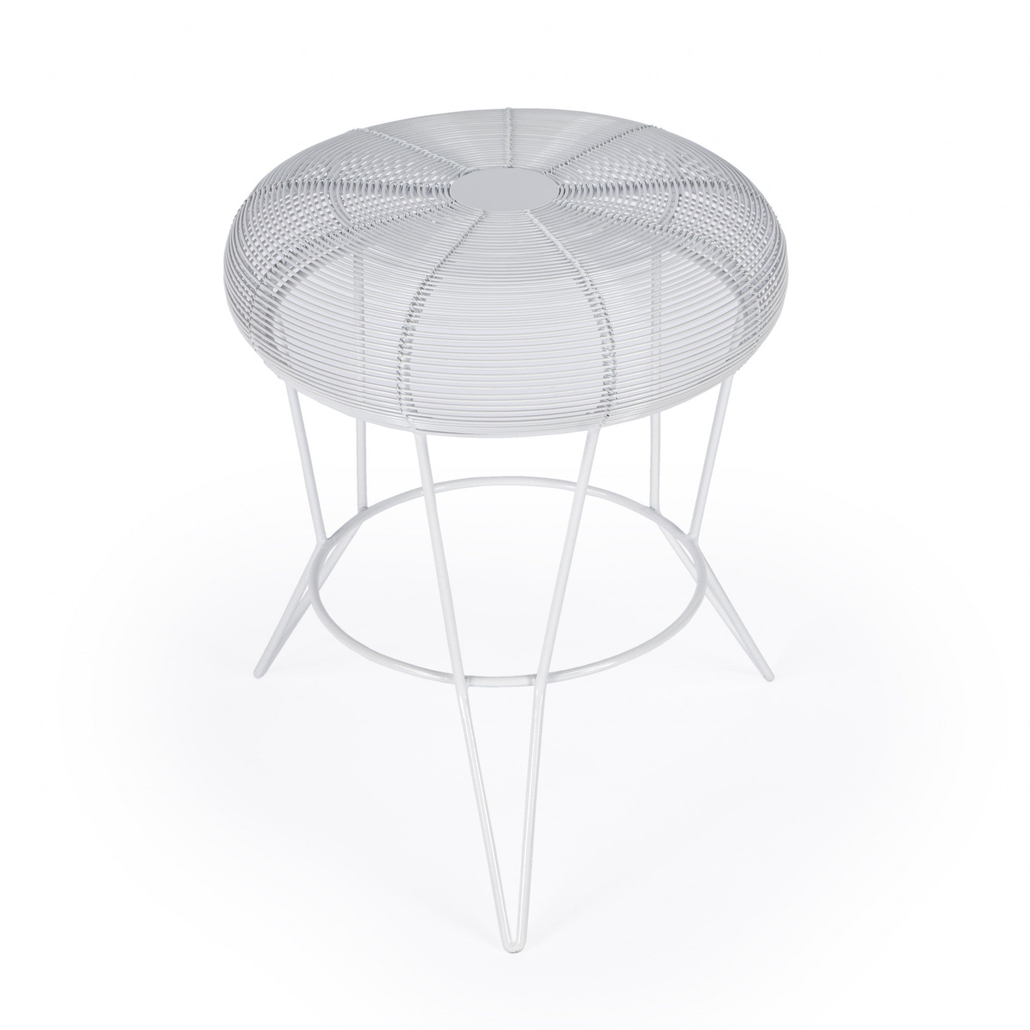 18" White Wire Round top End Table