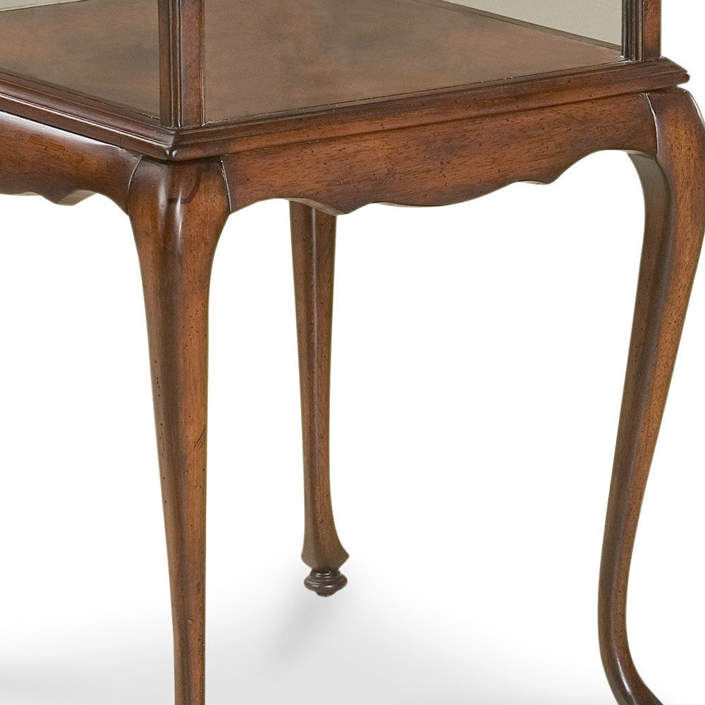 25" Dark Brown Glass Rectangular End Table