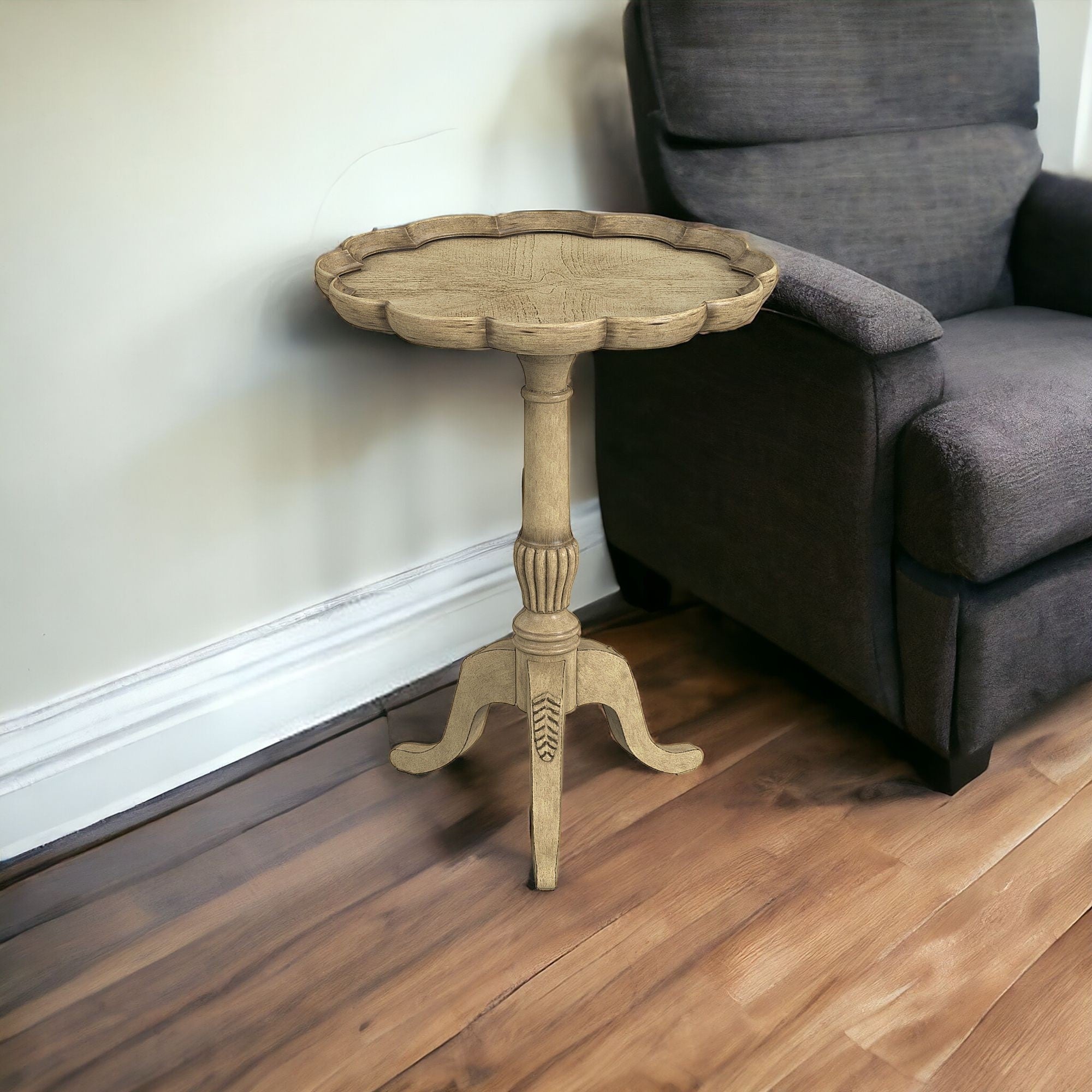 26" Beige Manufactured Wood Round End Table