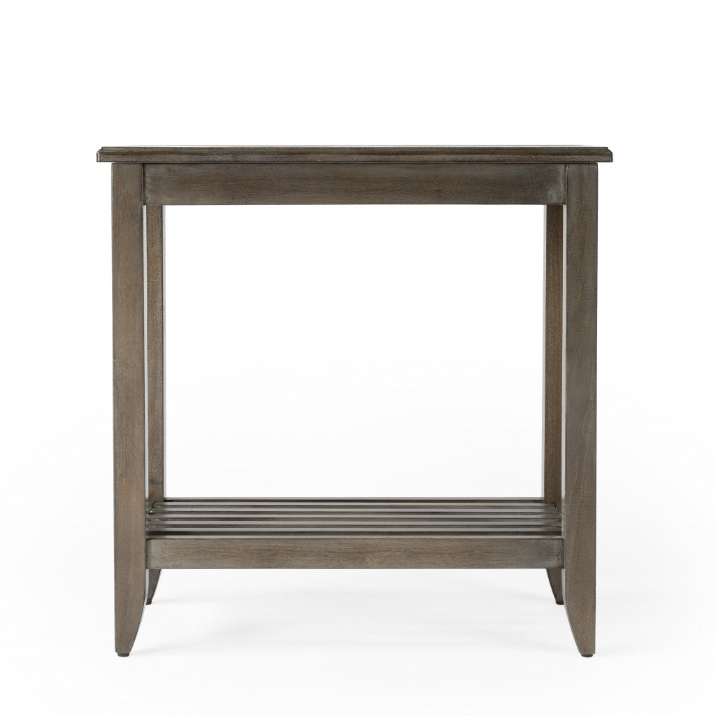 24" Brown Gray Rectangular End Table With Shelf