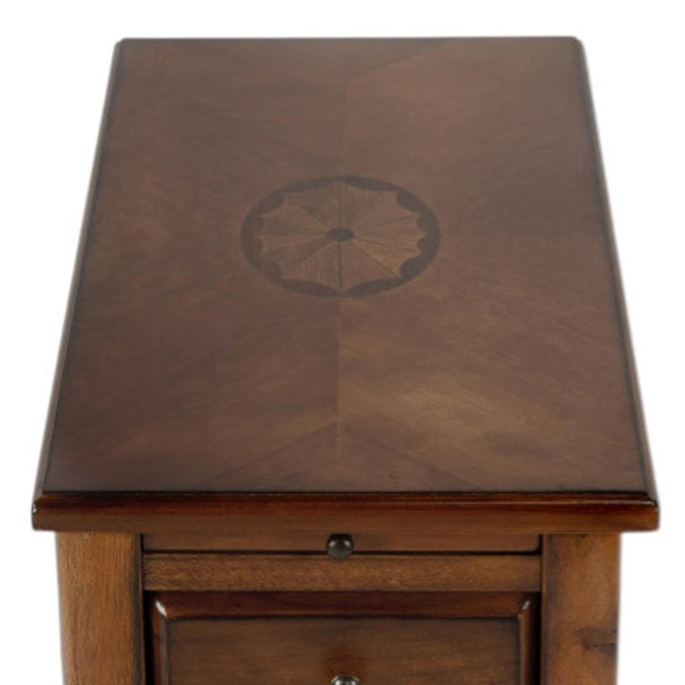 25" Brown Solid And Manufactured Wood Rectangular End Table With Drawer