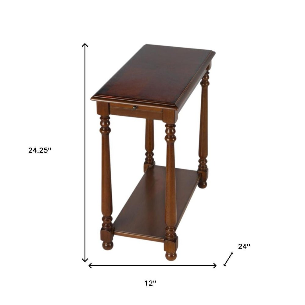 24" Brown End Table With Shelf