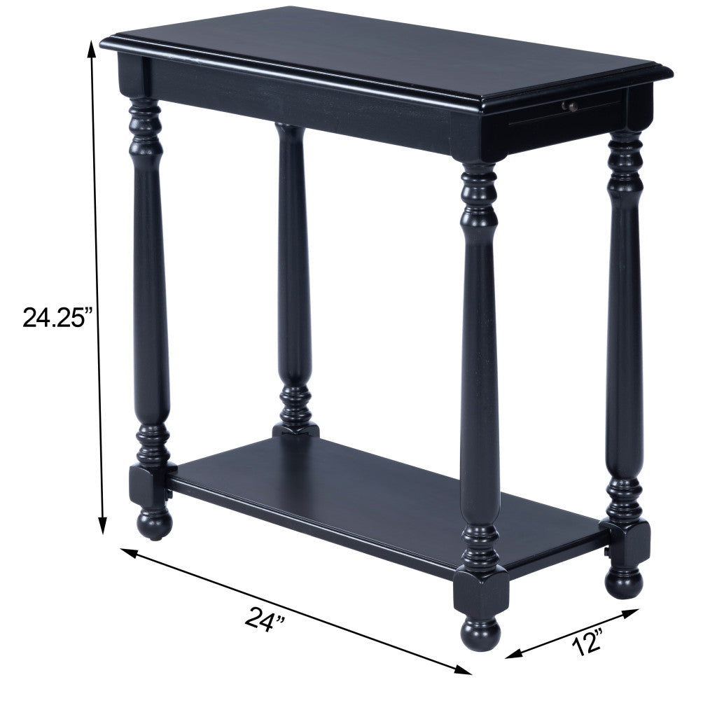 24" Black Manufactured Wood Rectangular End Table With Shelf