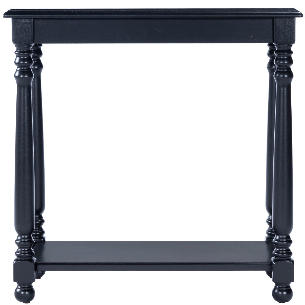 24" Black Manufactured Wood Rectangular End Table With Shelf