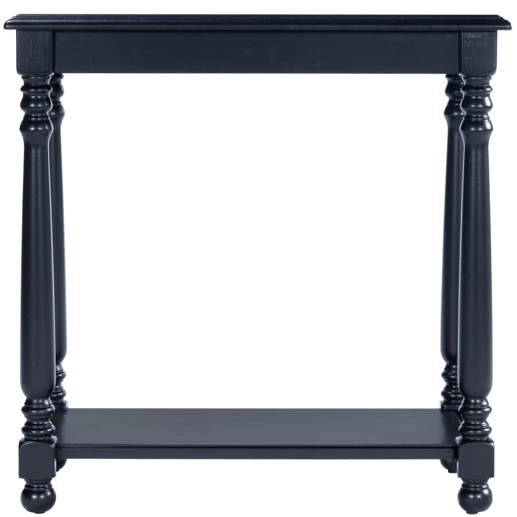 24" Black Manufactured Wood Rectangular End Table With Shelf