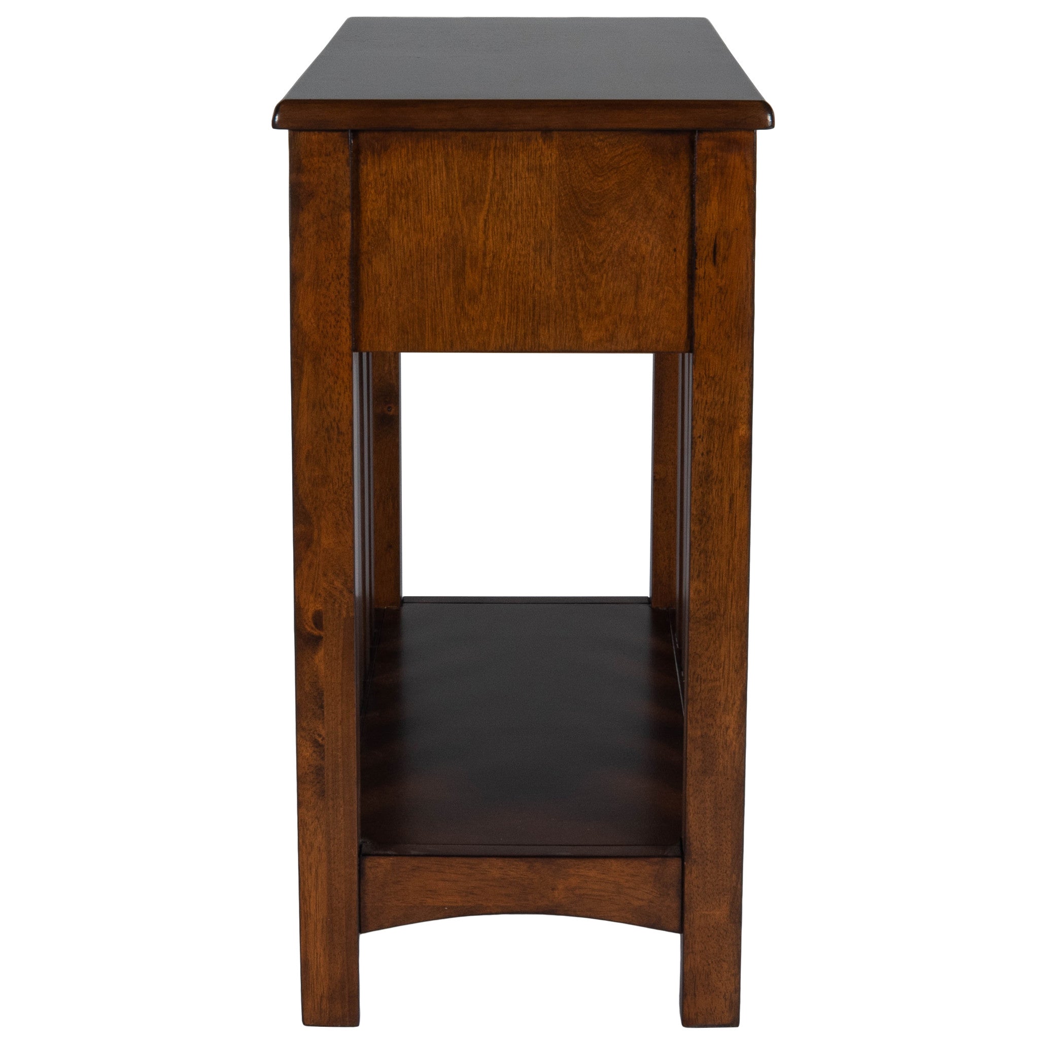 24" Dark Cherry Brown Rectangular End Table With Drawer And Shelf