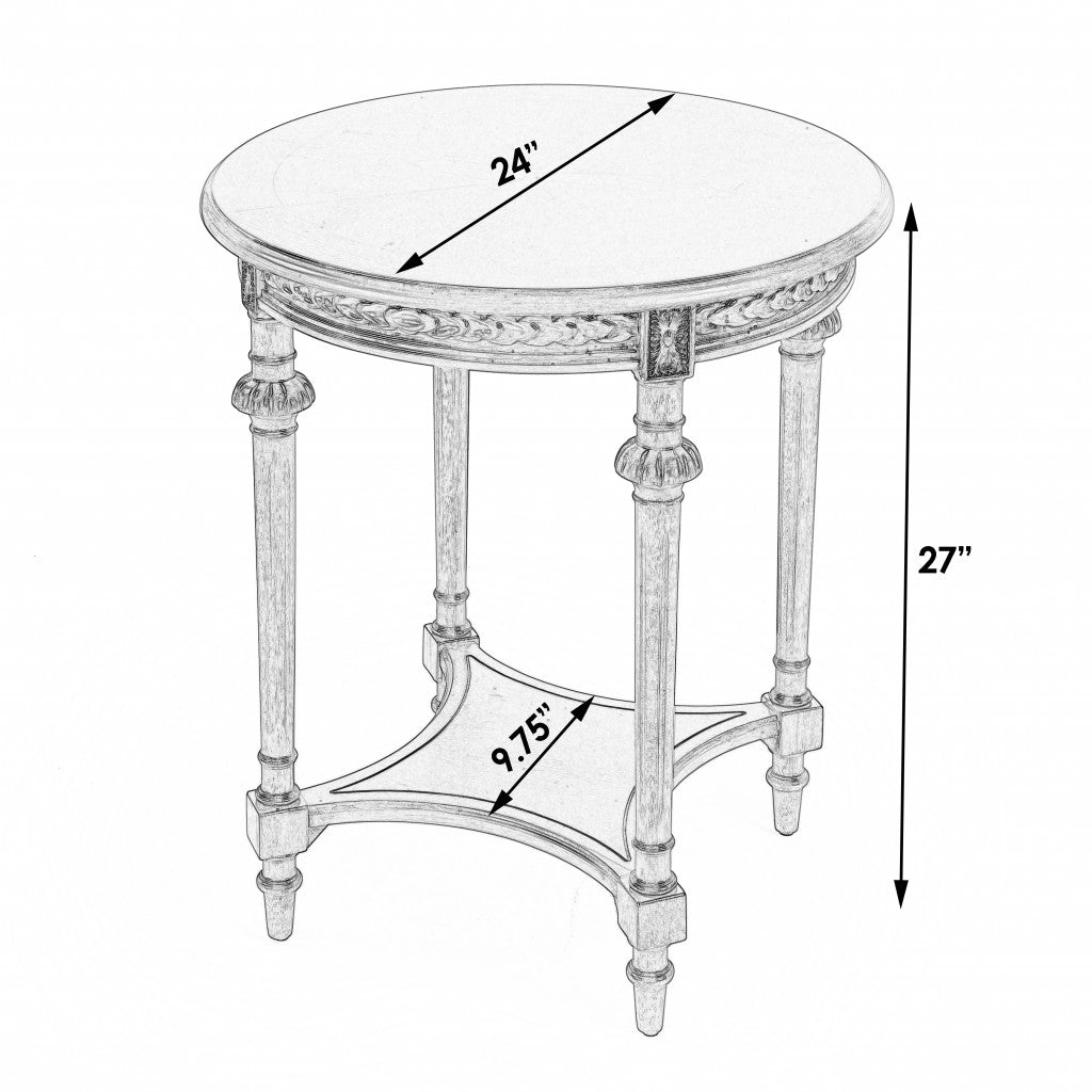 27" Gray Classic Round End Table With Shelf