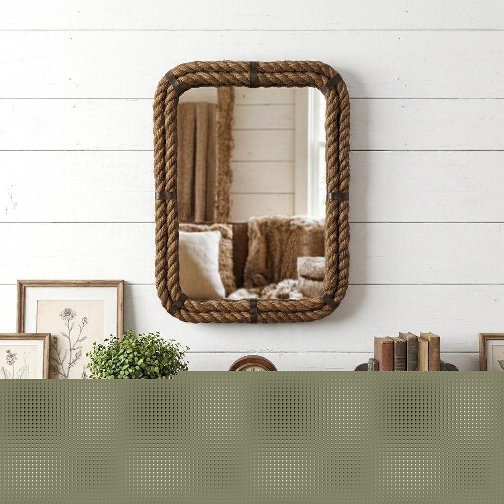 25" Brown Framed Accent Mirror