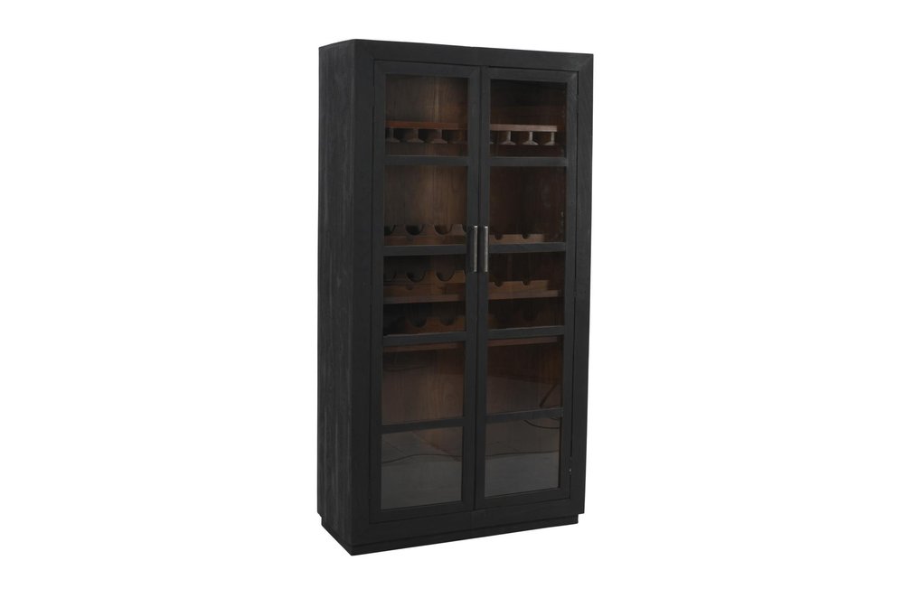 80" Dark Gray Distressed Solid Wood Bar Cabinet With Two Doors