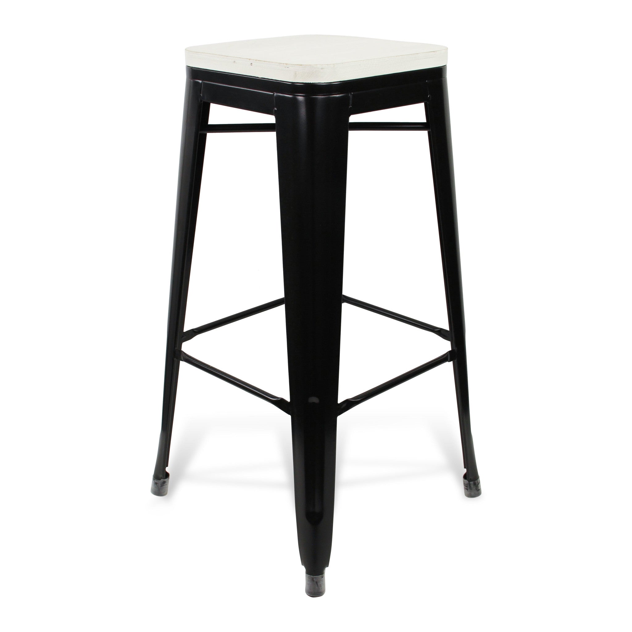 " White And Black Metal Backless Counter Height Bar Chair