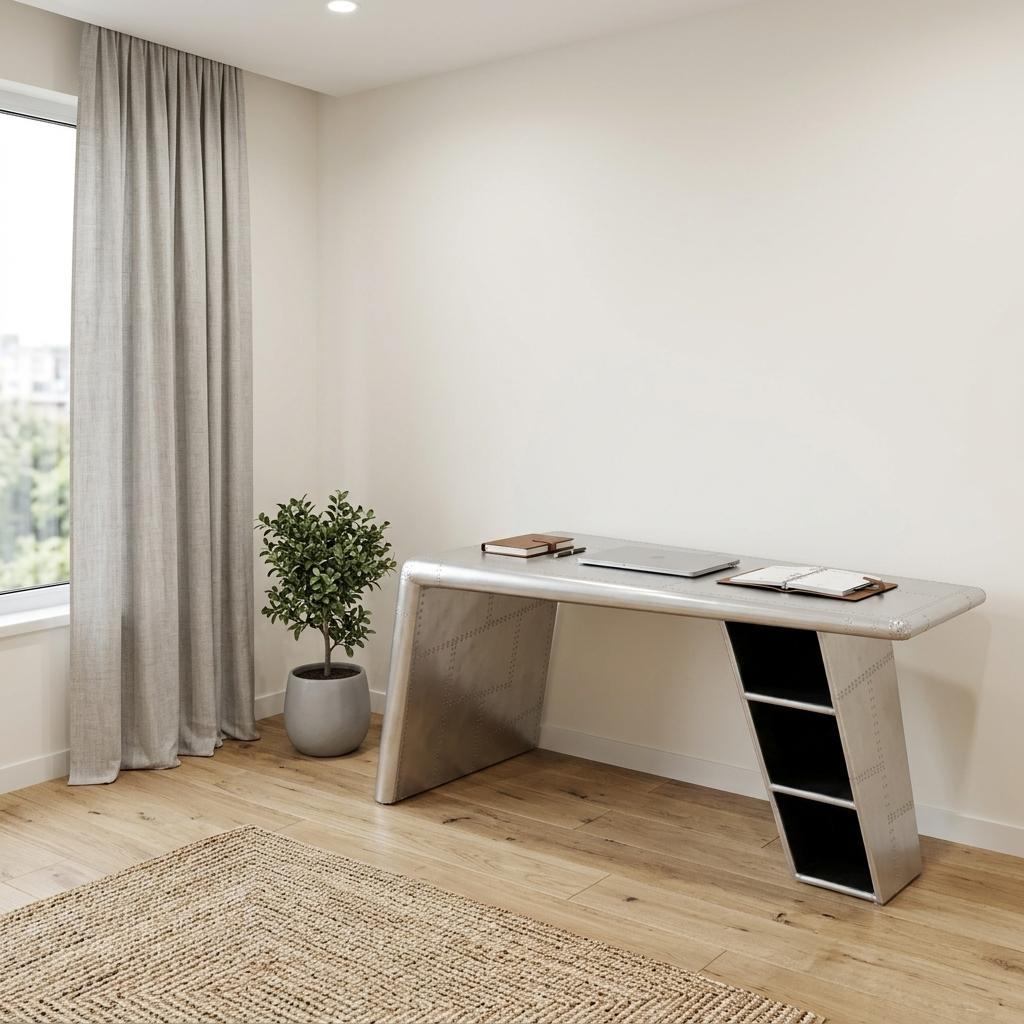 60" Silver Aluminum Writing Desk