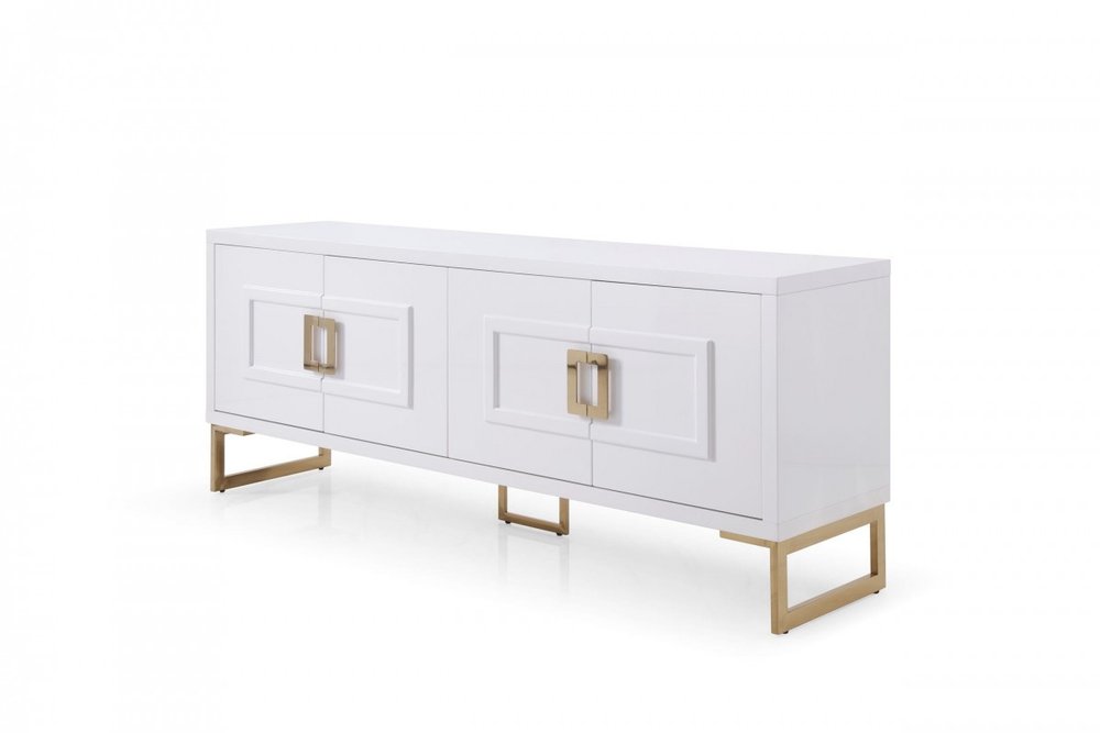 79" Gold And White Wood Sideboard With Four Doors