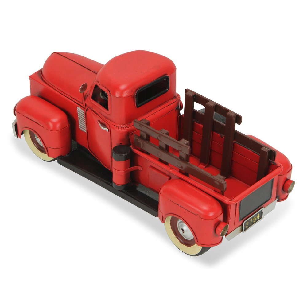 6" Red and Black Metal Hand Painted 1950's Red Truck Model Car