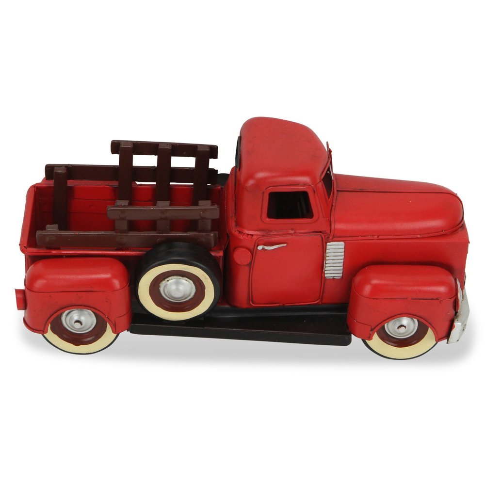 6" Red and Black Metal Hand Painted 1950's Red Truck Model Car