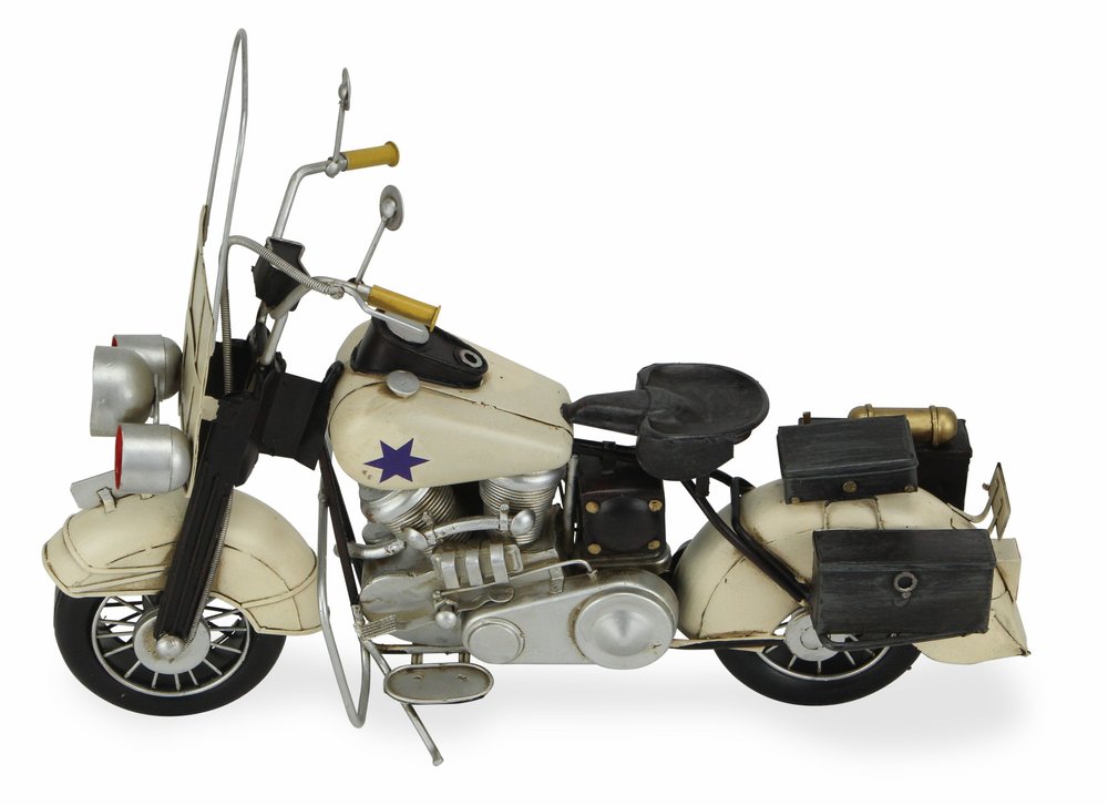 10" Cream Metal Hand Painted Motorcycle Model Motorcycle