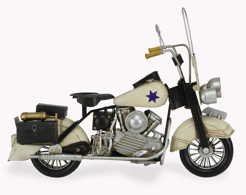 10" Cream Metal Hand Painted Motorcycle Model Motorcycle