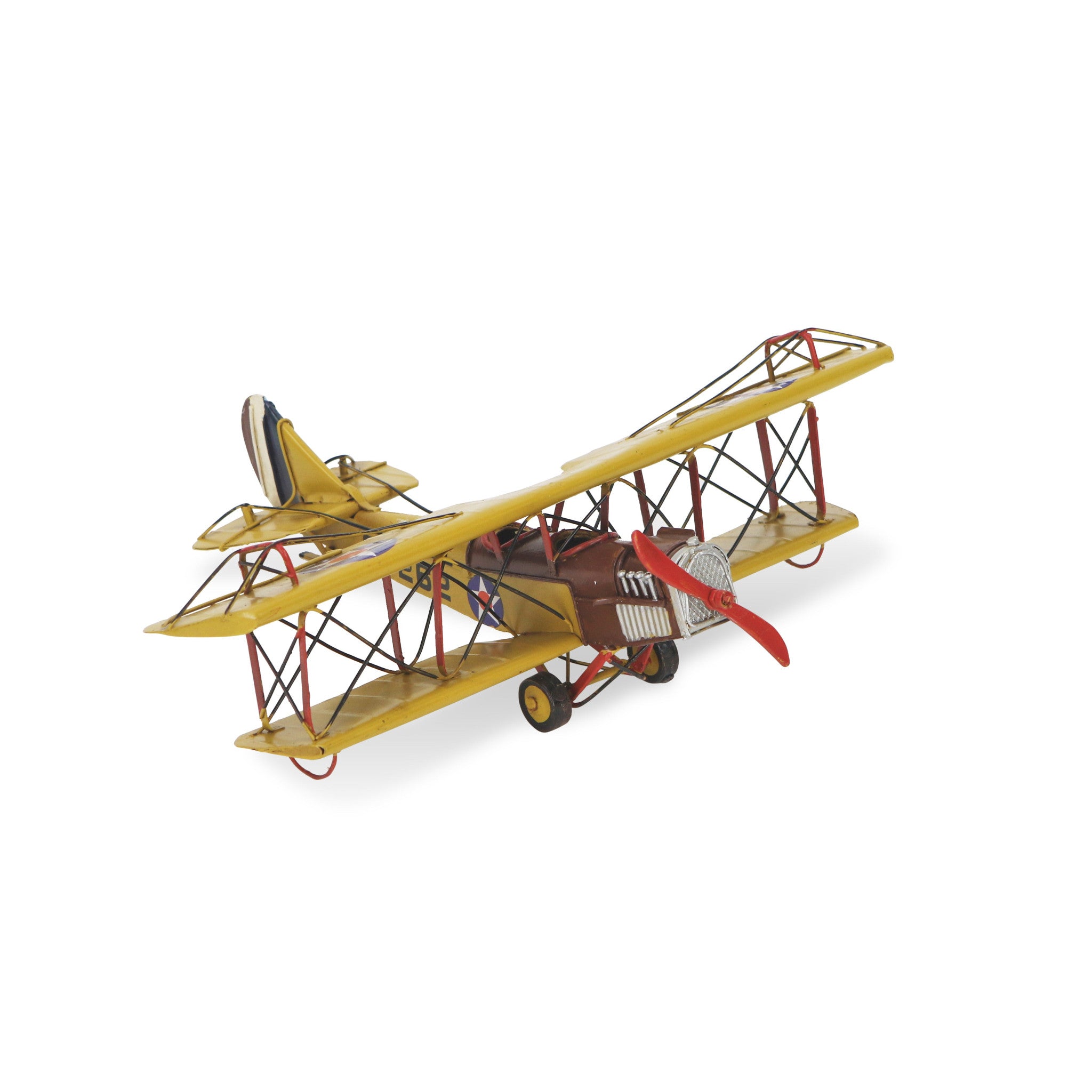 4" Yellow and Red Metal Hand Painted Model Airplane