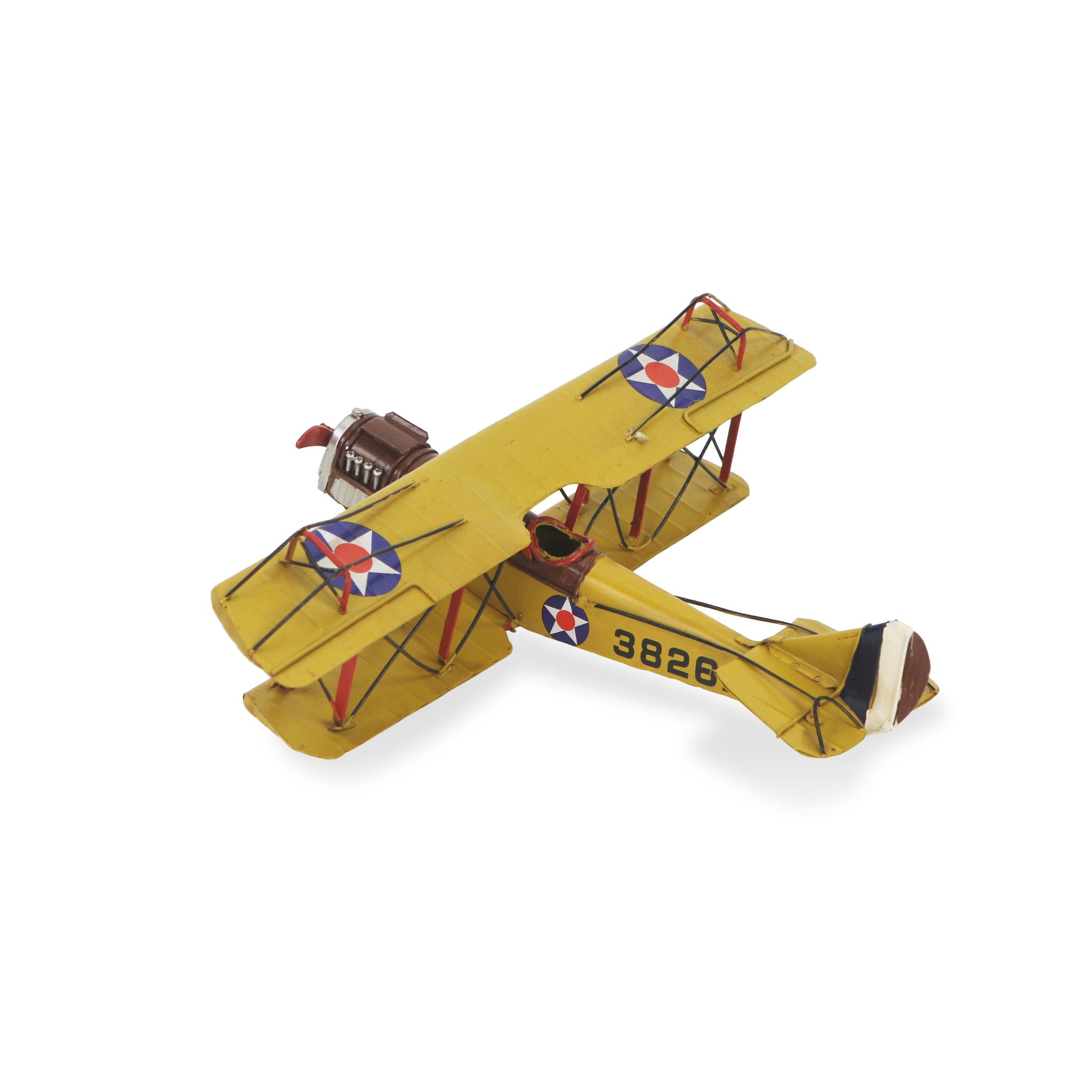 4" Yellow and Red Metal Hand Painted Model Airplane