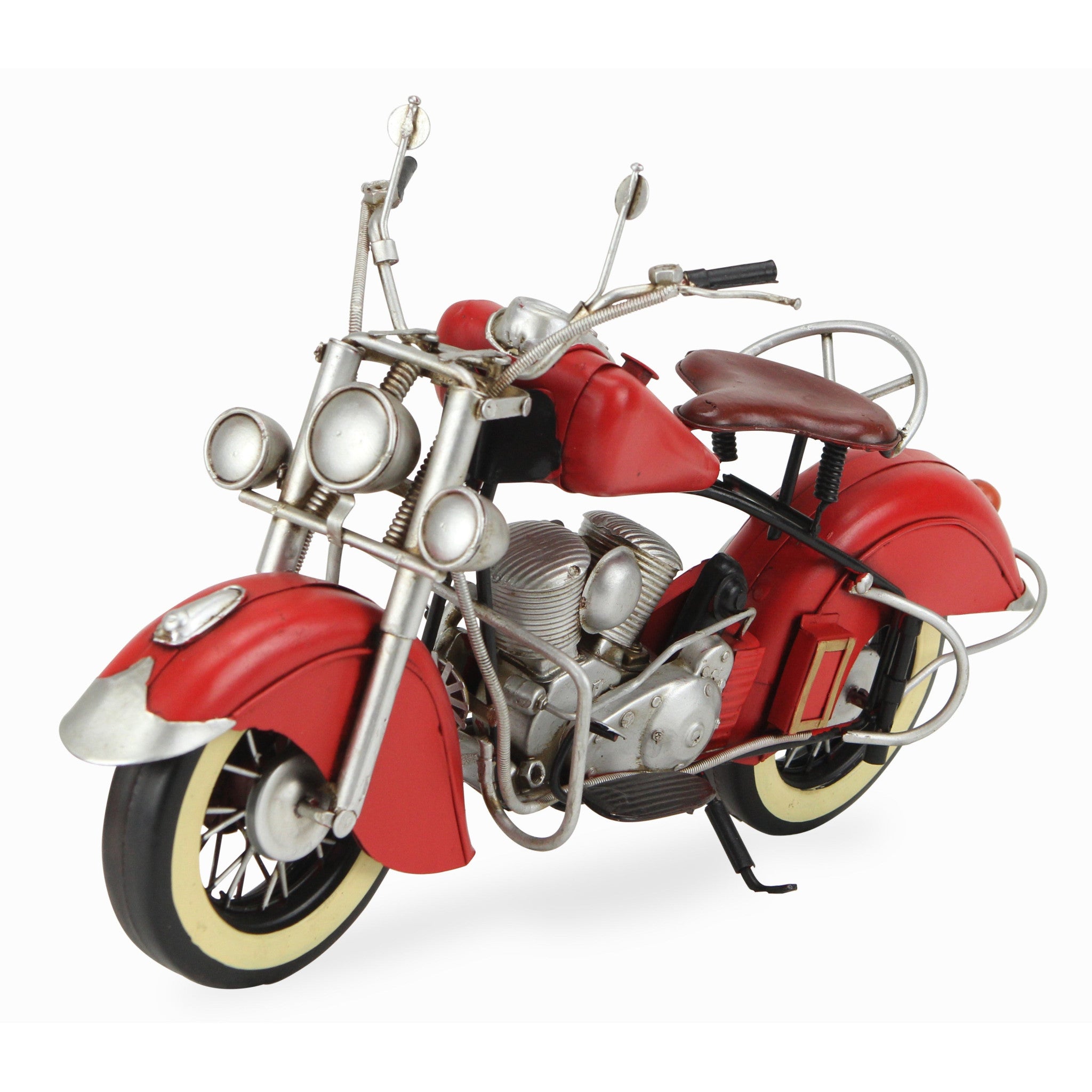8" Red and Silver Metal Hand Painted Model Motorcycle