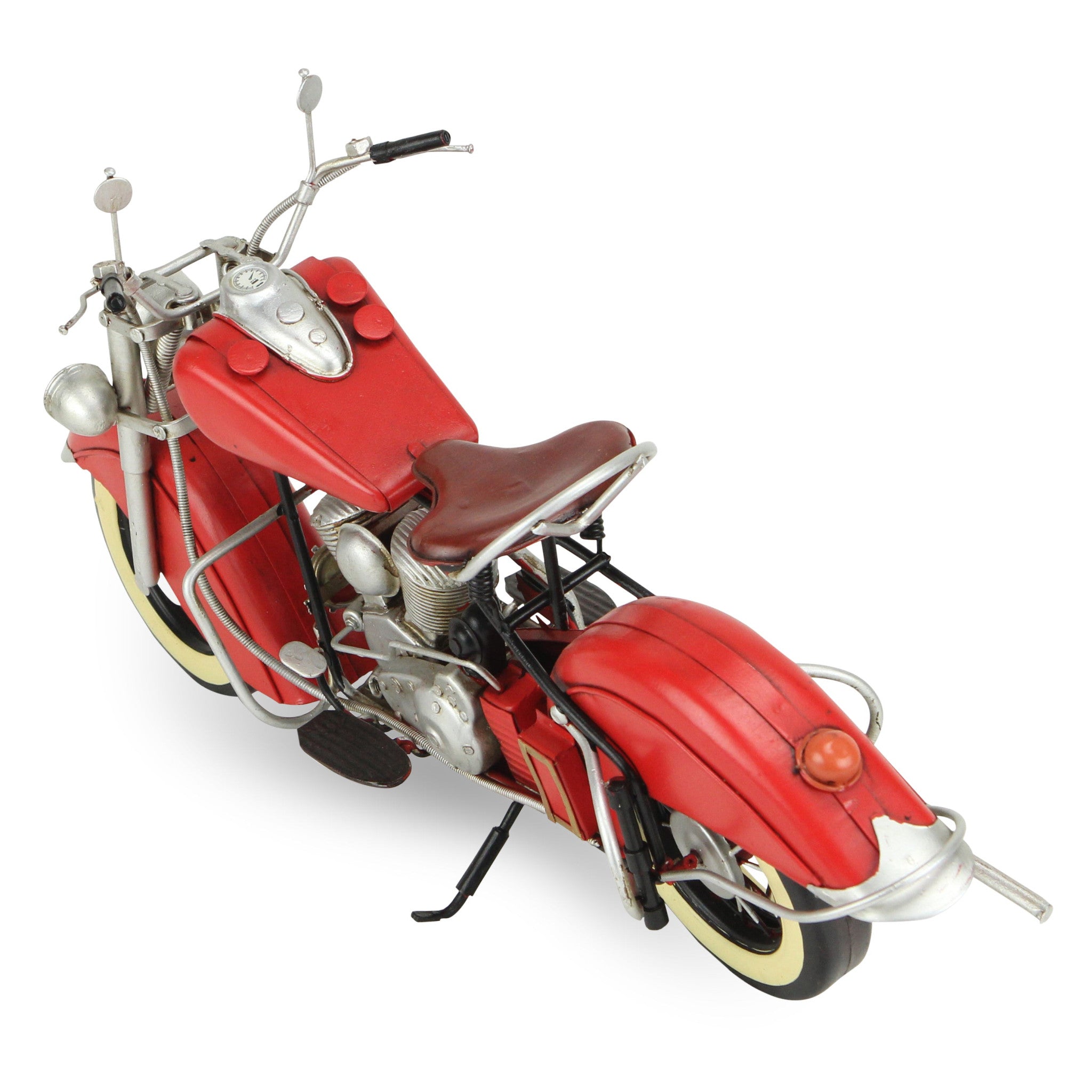 8" Red and Silver Metal Hand Painted Model Motorcycle