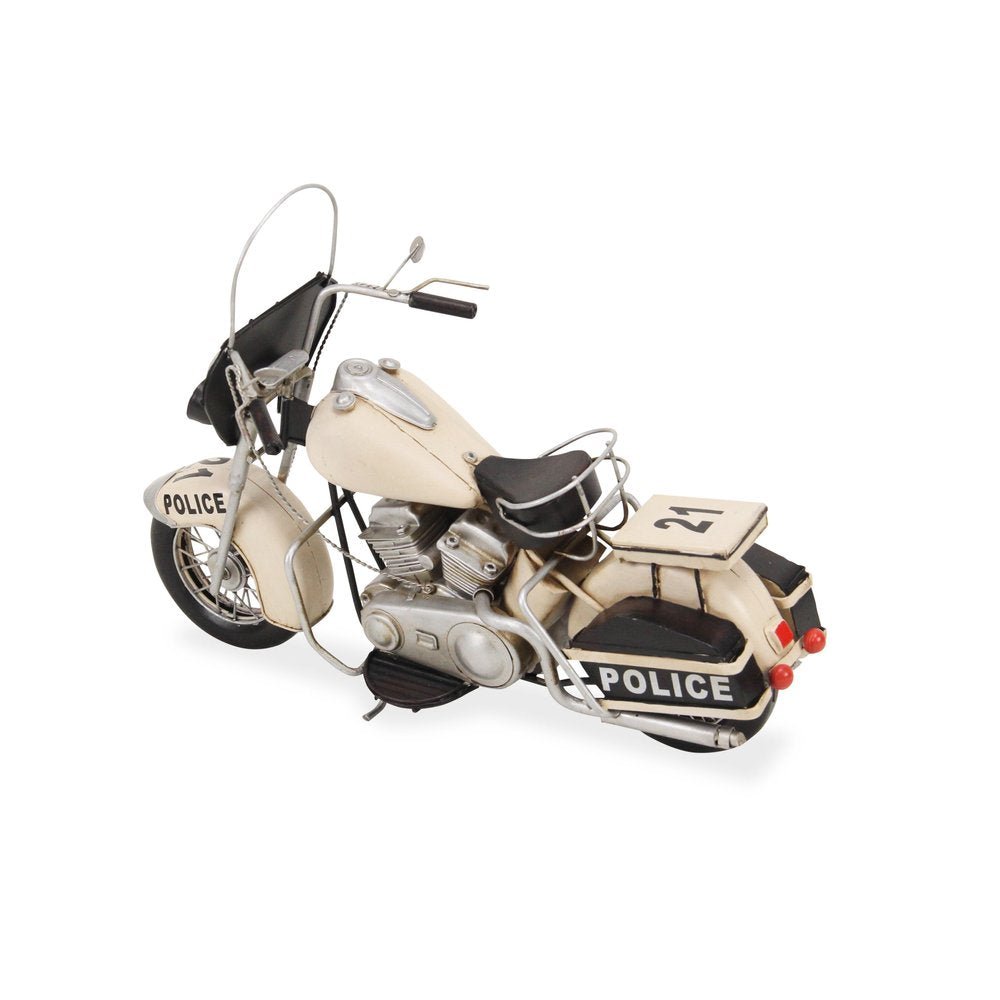 10" Cream Metal Hand Painted Motorcycle Model Motorcycle