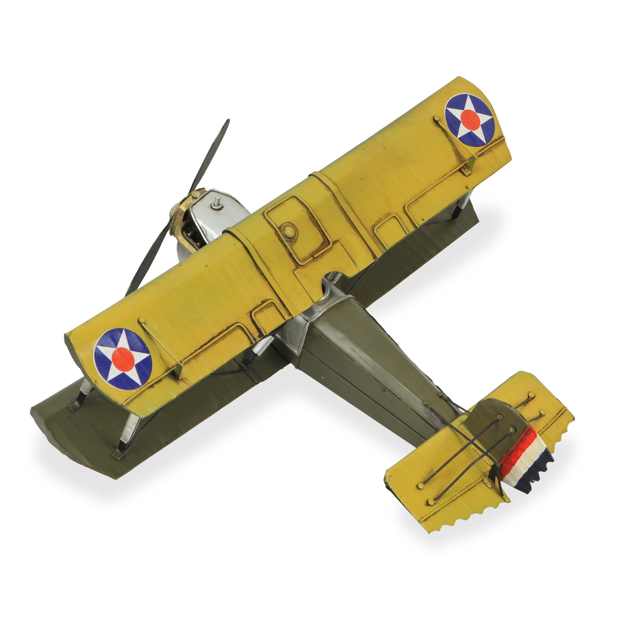 6" Yellow and Green Metal Hand Painted Model Airplane