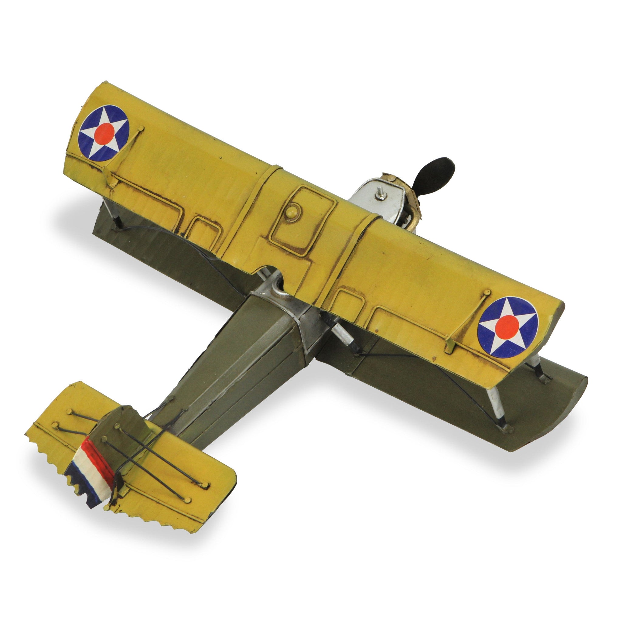6" Yellow and Green Metal Hand Painted Model Airplane