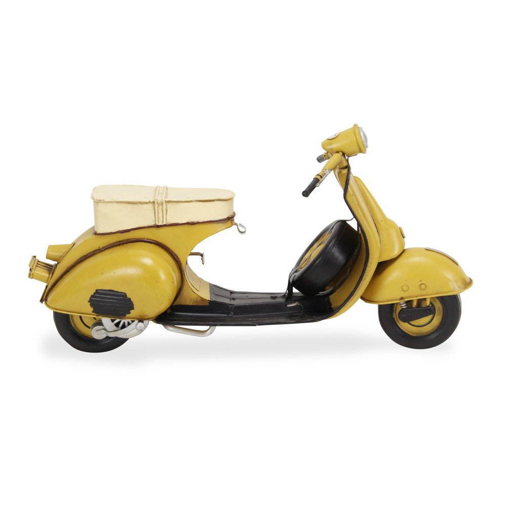 9" Yellow and Black Metal Hand Painted 1959 Yellow Scooter Model Motorcycle