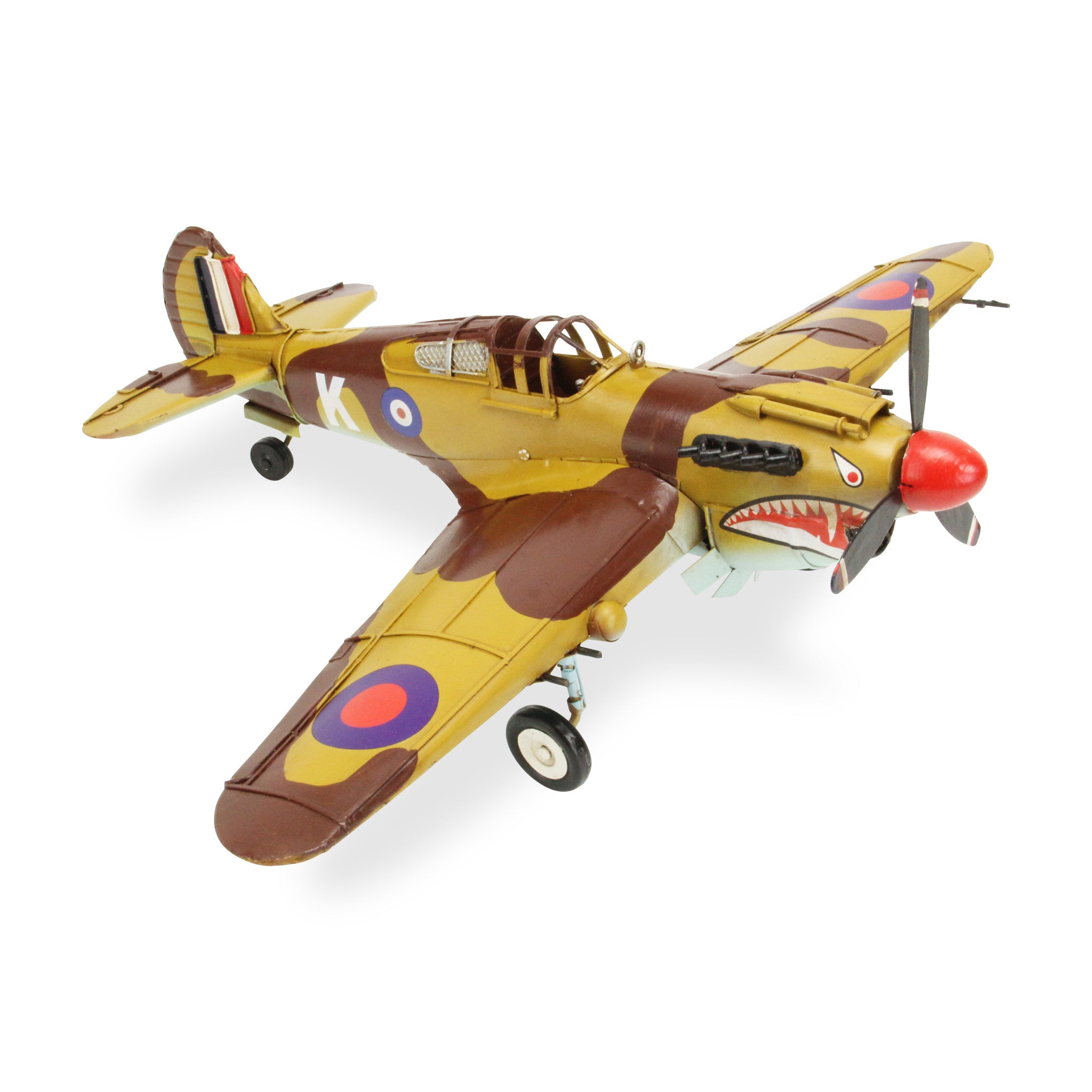 6" Yellow and Brown Metal Hand Painted Model Airplane
