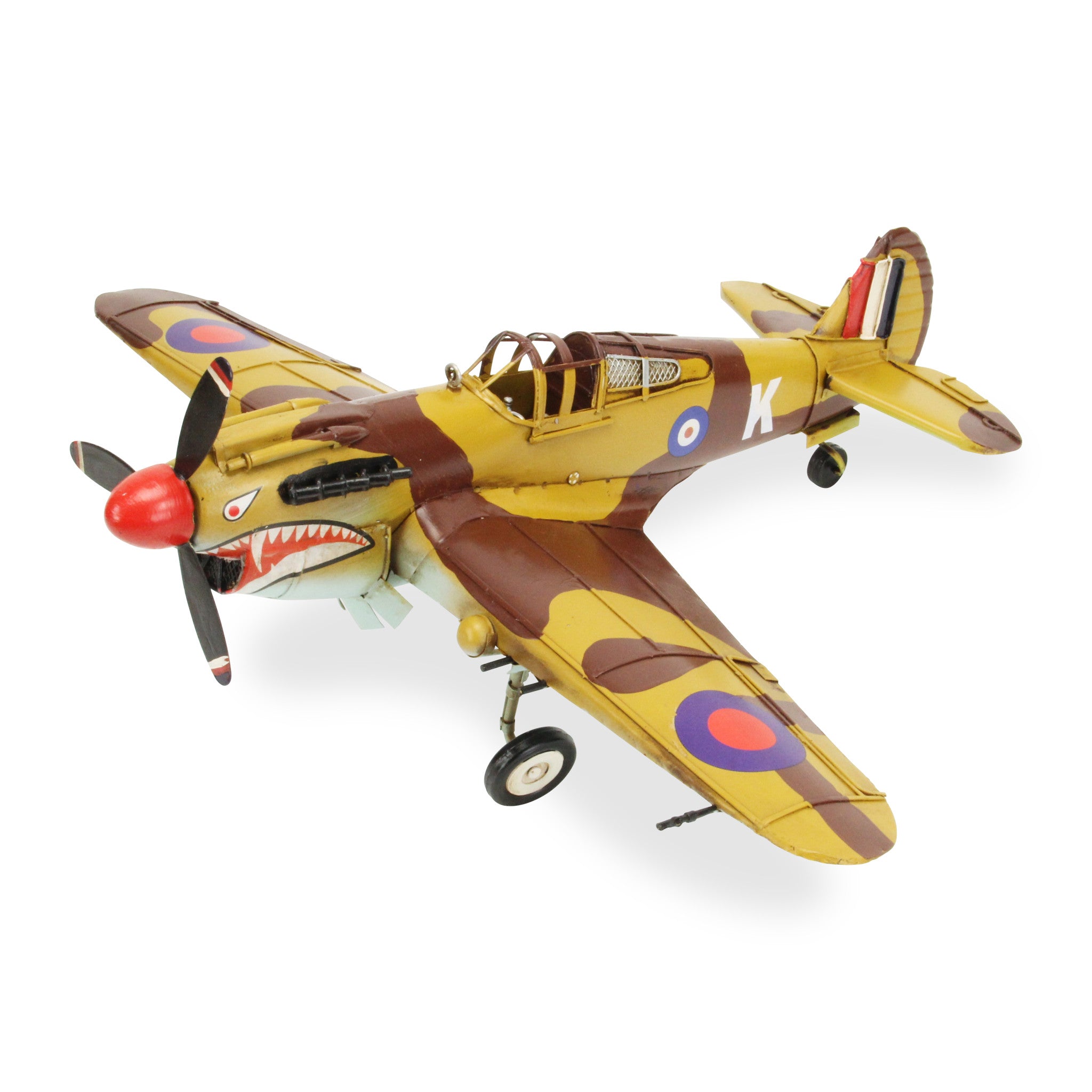 6" Yellow and Brown Metal Hand Painted Model Airplane