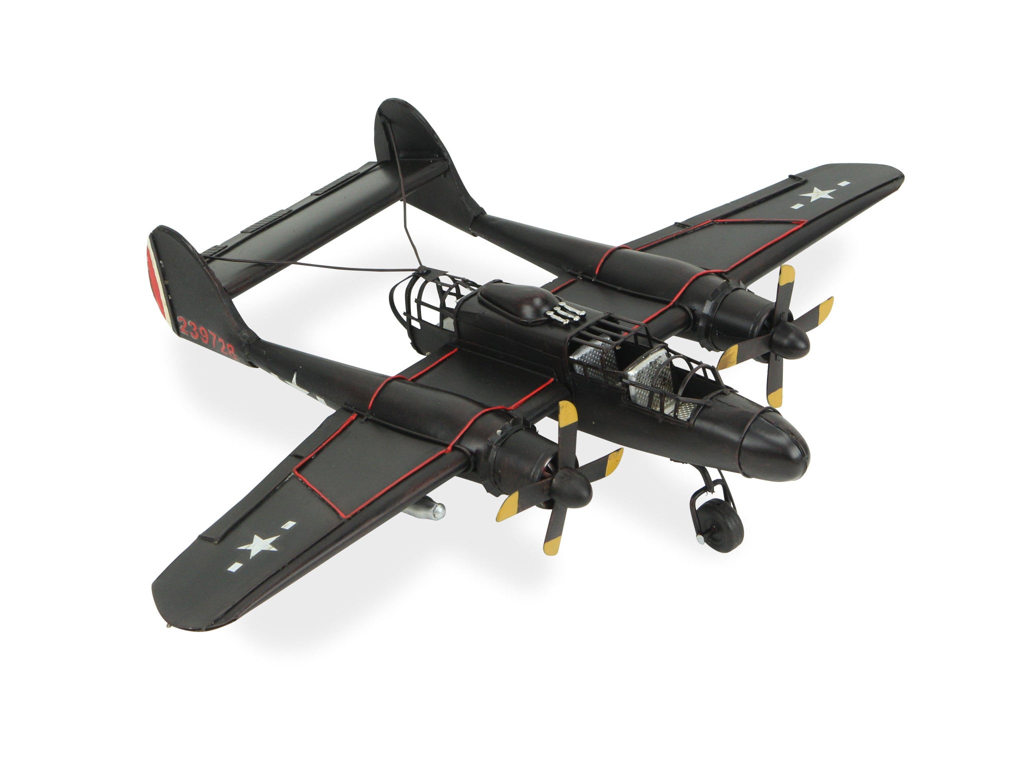 4" Black and Red Metal Hand Painted Model Airplane