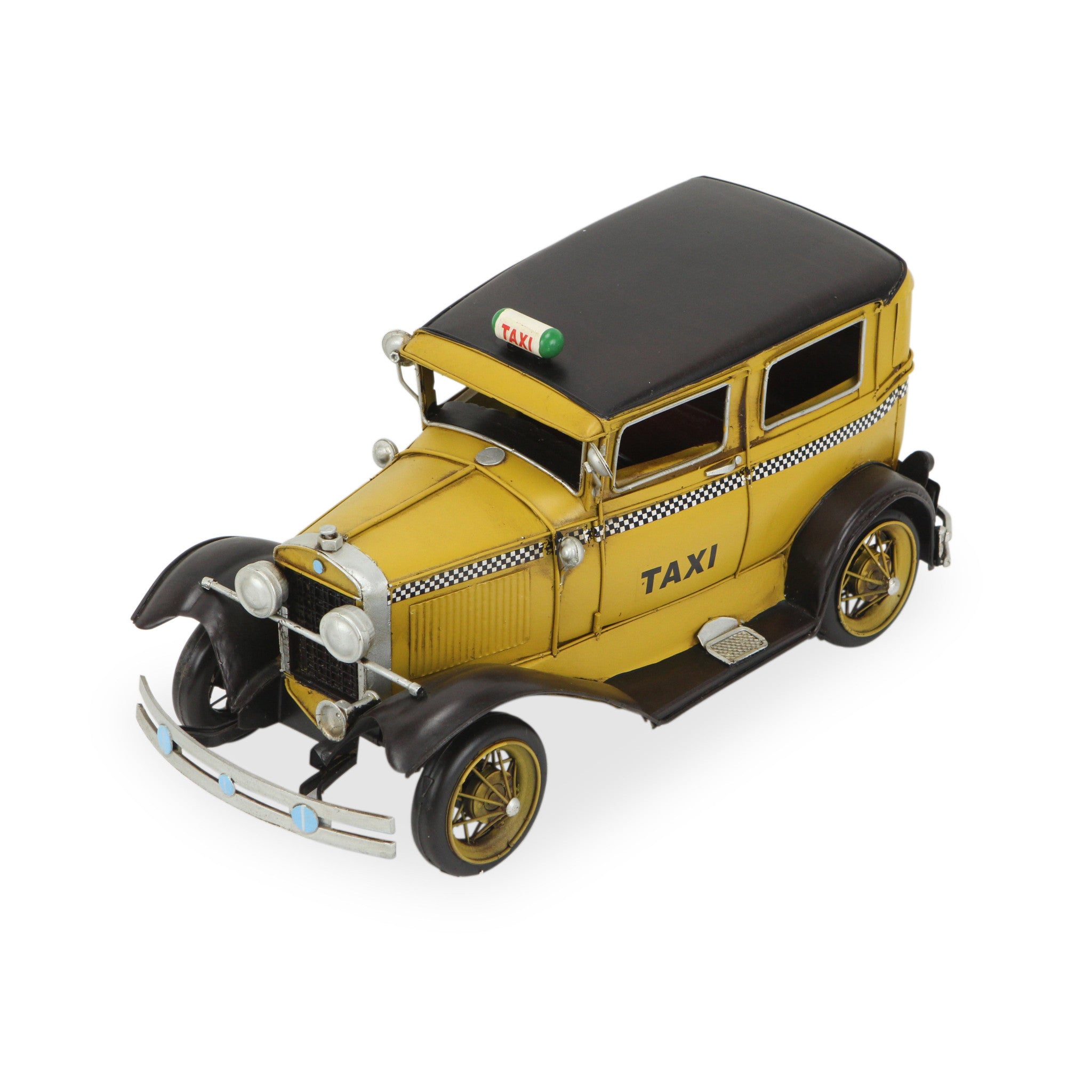 7" Yellow and Black Metal Hand Painted Model Car