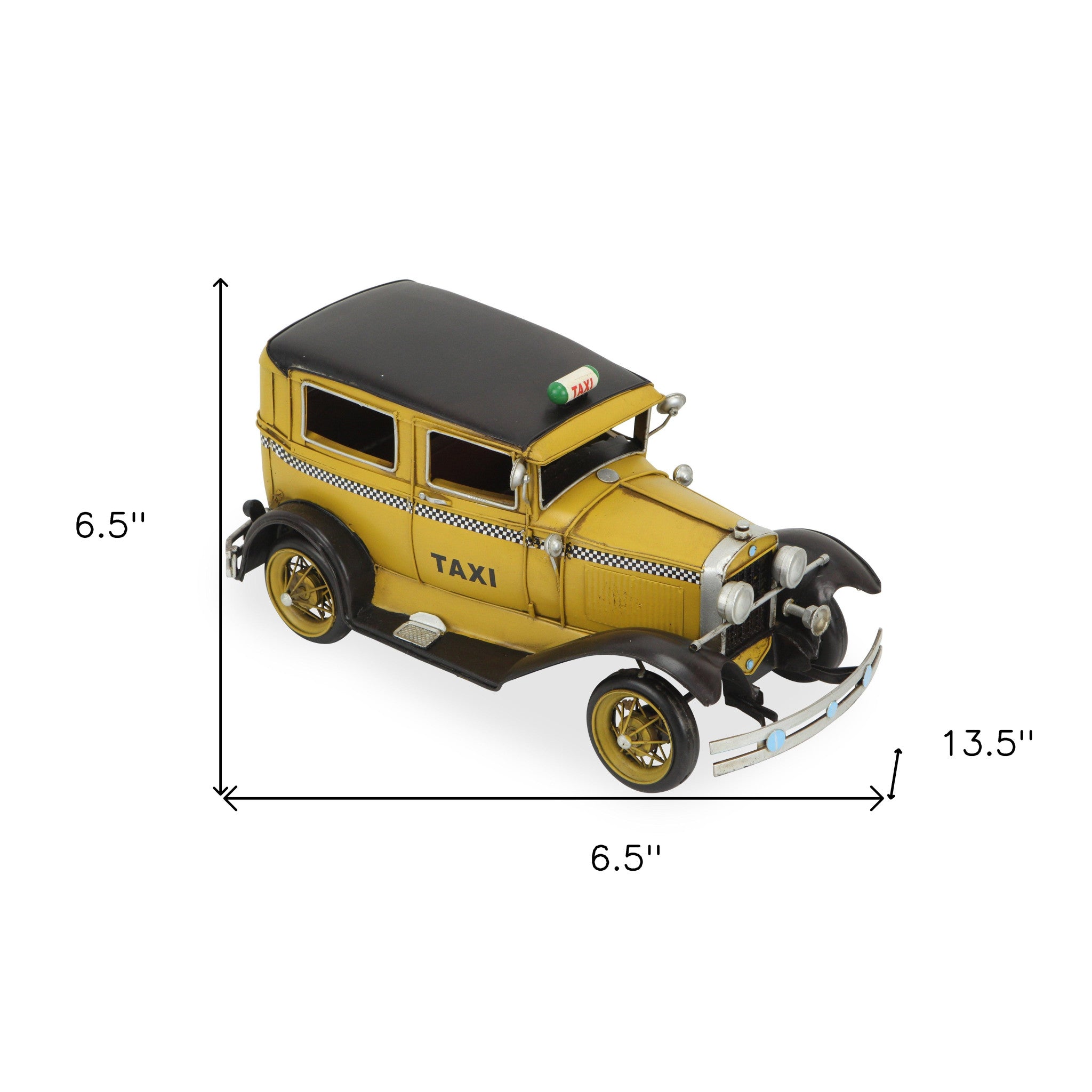 7" Yellow and Black Metal Hand Painted Model Car
